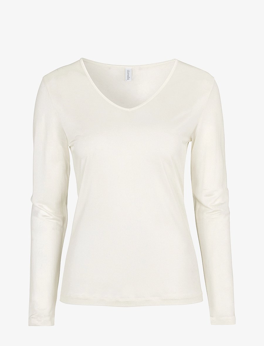 Damella of Sweden - Silk Top - langærmede toppe - ivory - 1