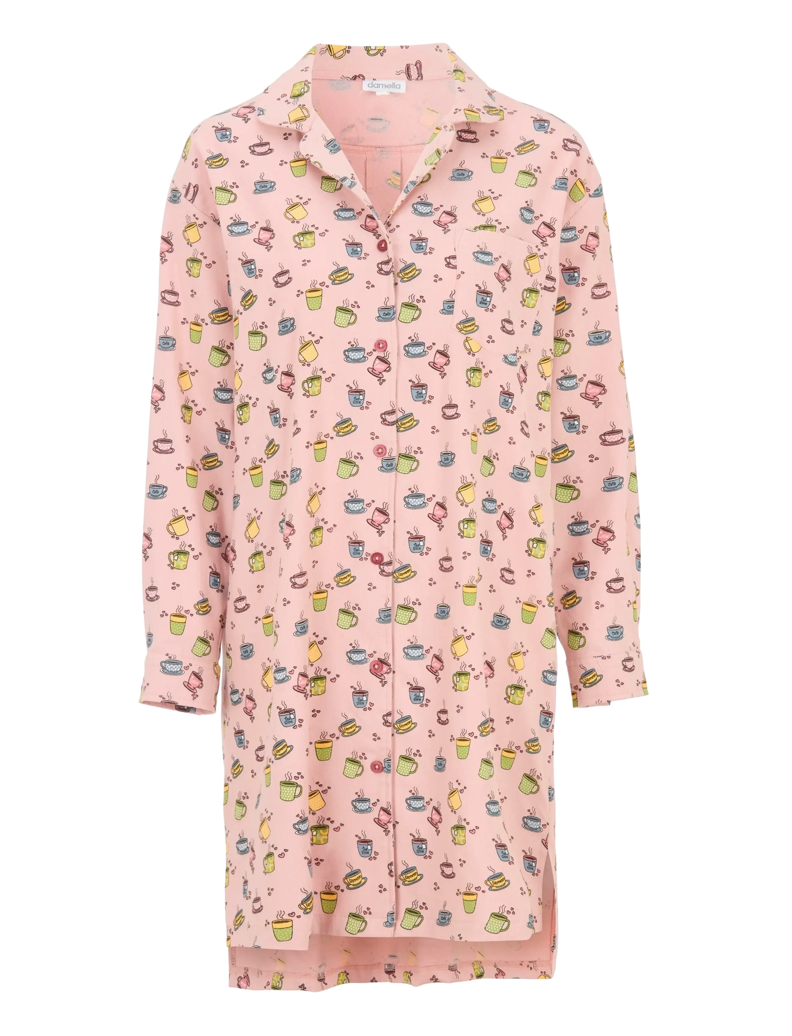 Damella of Sweden Nightdress long sl - Nachthemden - PINK / pink/rose
