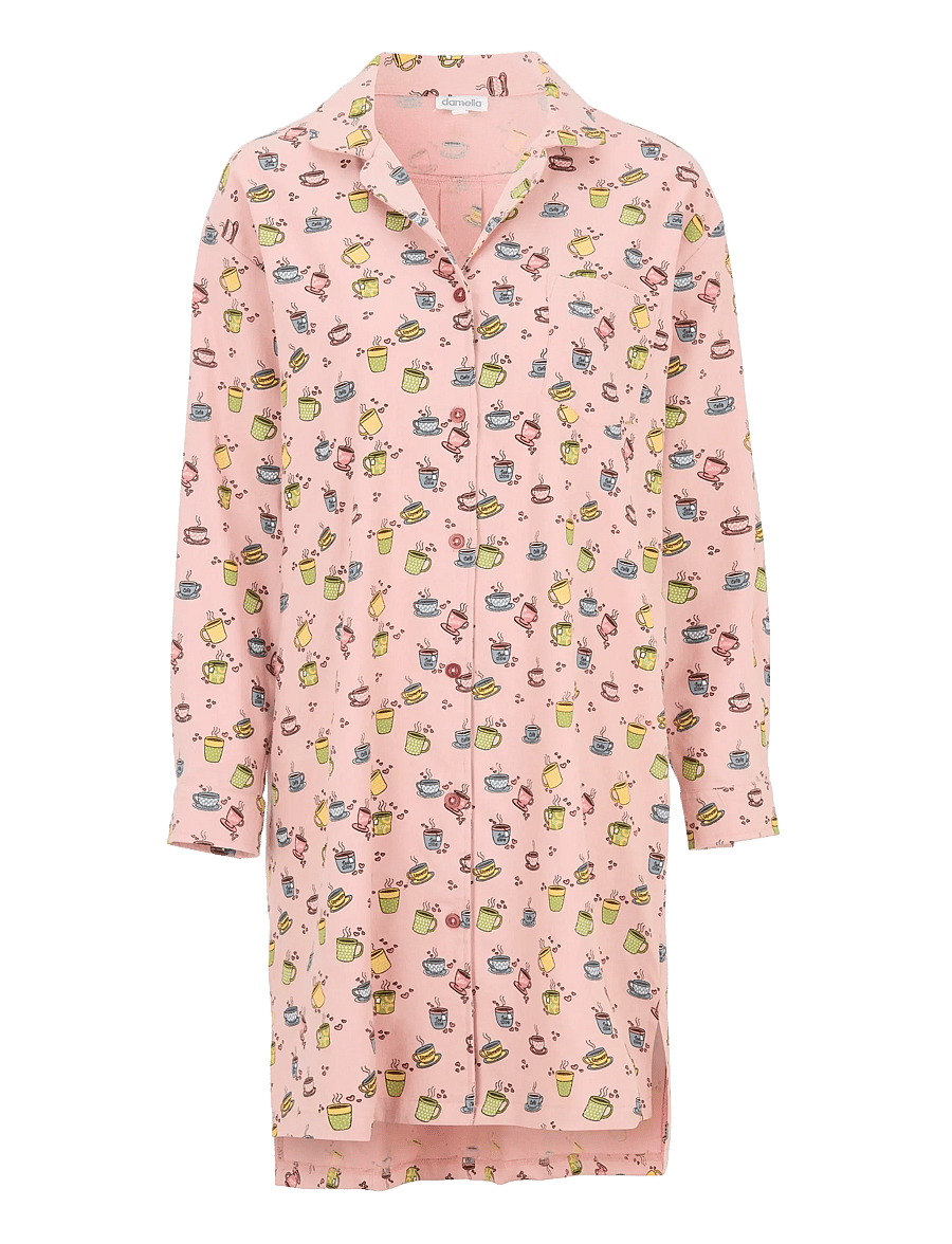 Damella of Sweden - Nightdress long sl - nachthemden - pink - 1
