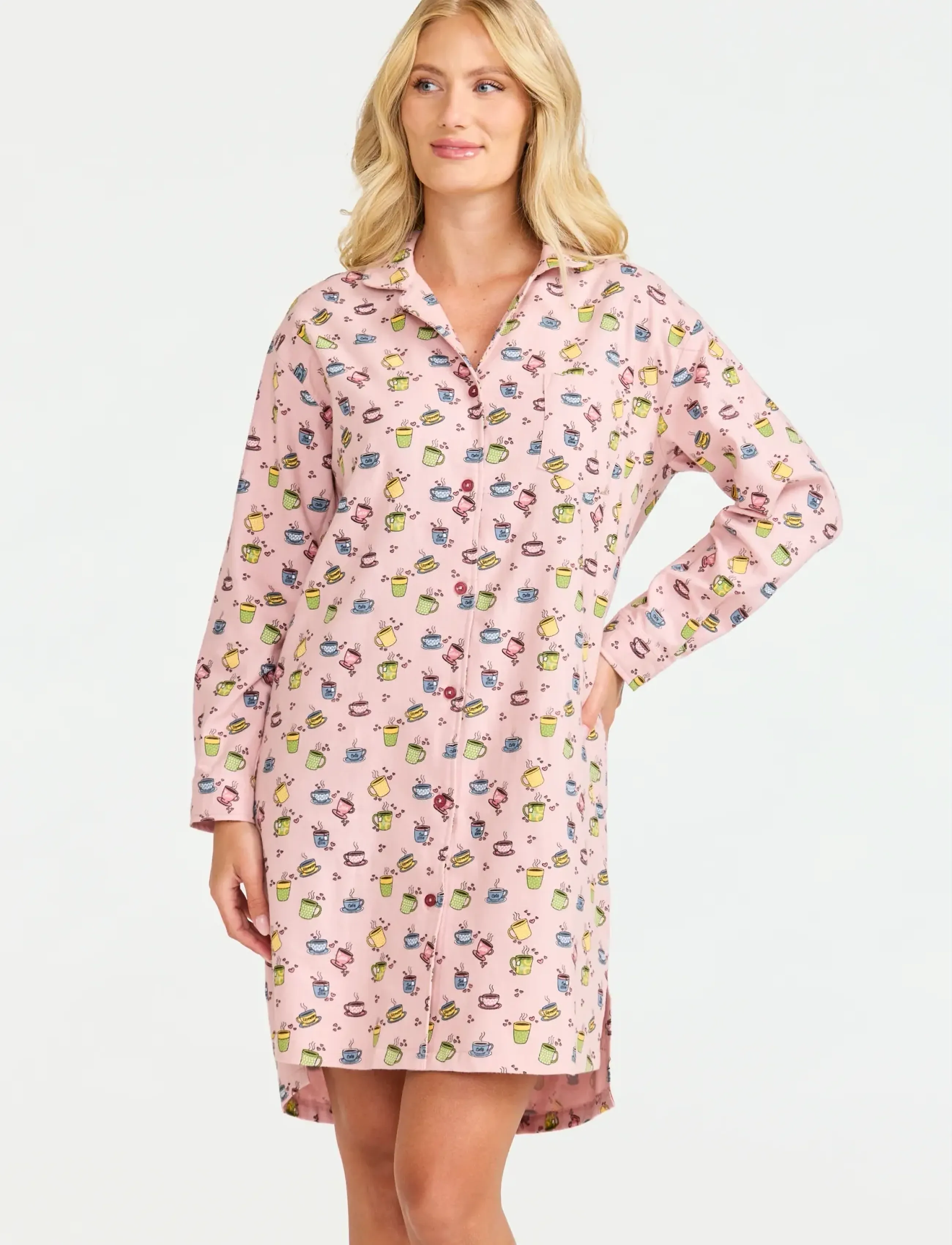 Damella of Sweden Nightdress Long Sl, Kvinder, Lang Natkjole, Pink, Str: XL