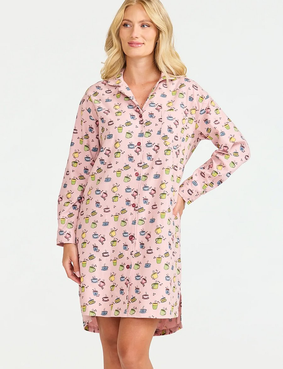 Damella of Sweden - Nightdress long sl - nachthemden - pink - 0