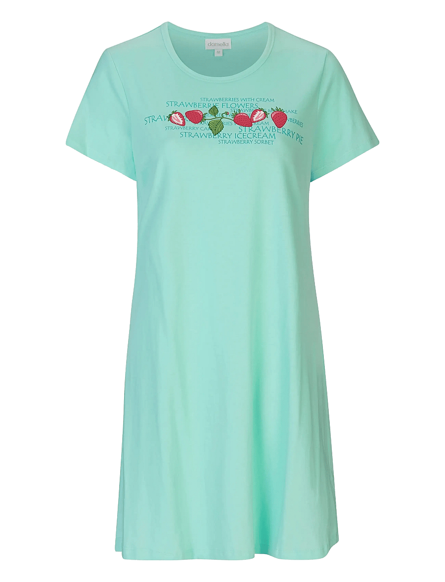 Damella of Sweden - Nightdress with short sleeves - nattlinnen - aqua - 0