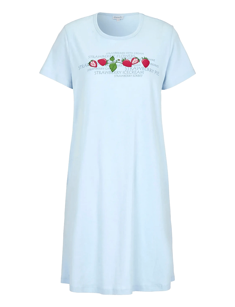 Damella of Sweden - Nightdress with short sleeves - nachthemden - blue - 0