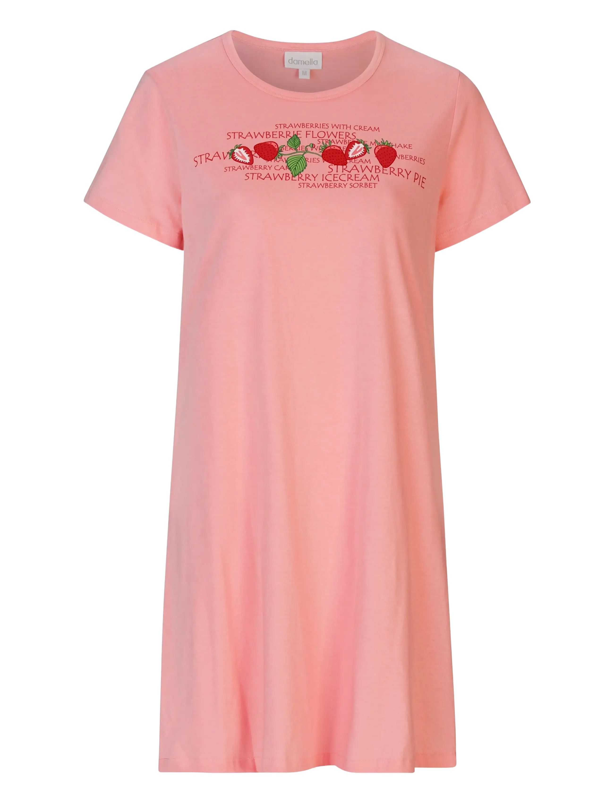 Damella of Sweden Nightdress with short sleeves - Unterwäsche - PINK / pink/rose
