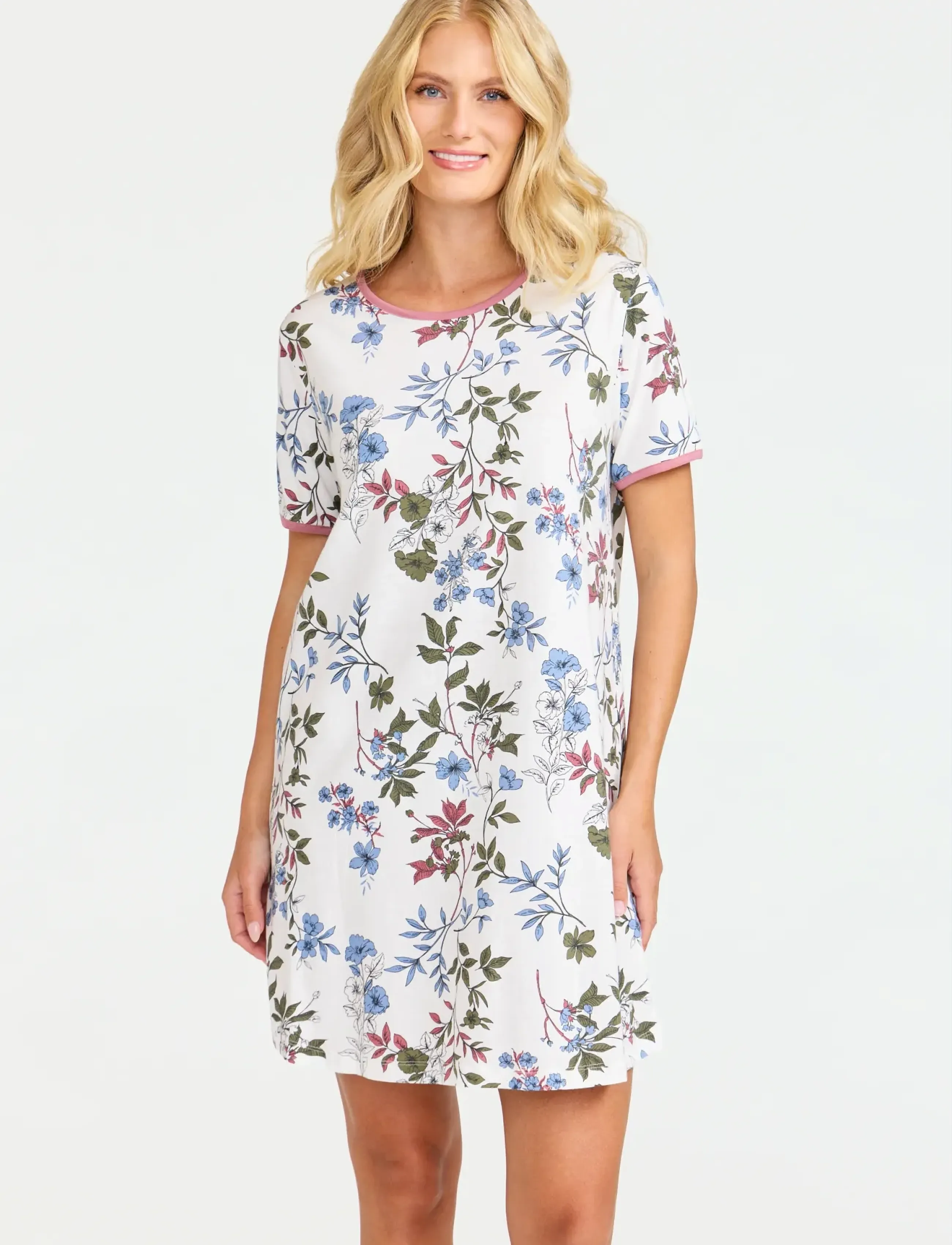 Nightdress short sl - ROSEWOOD
