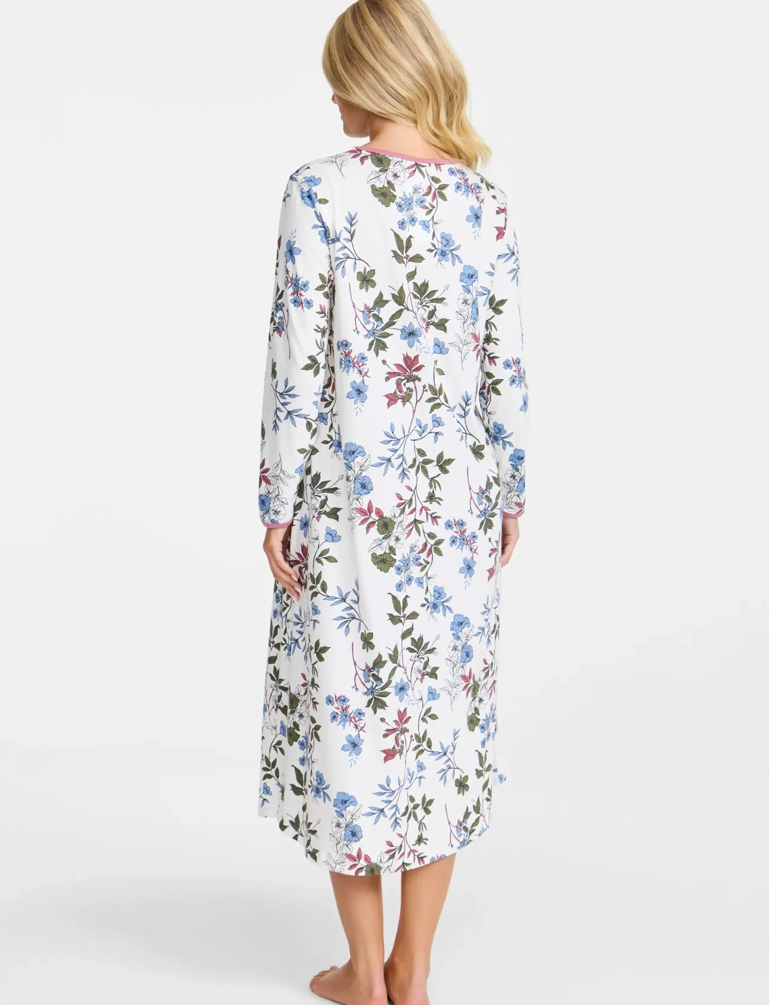 Damella of Sweden - Nightdress long sl - rosewood - 3