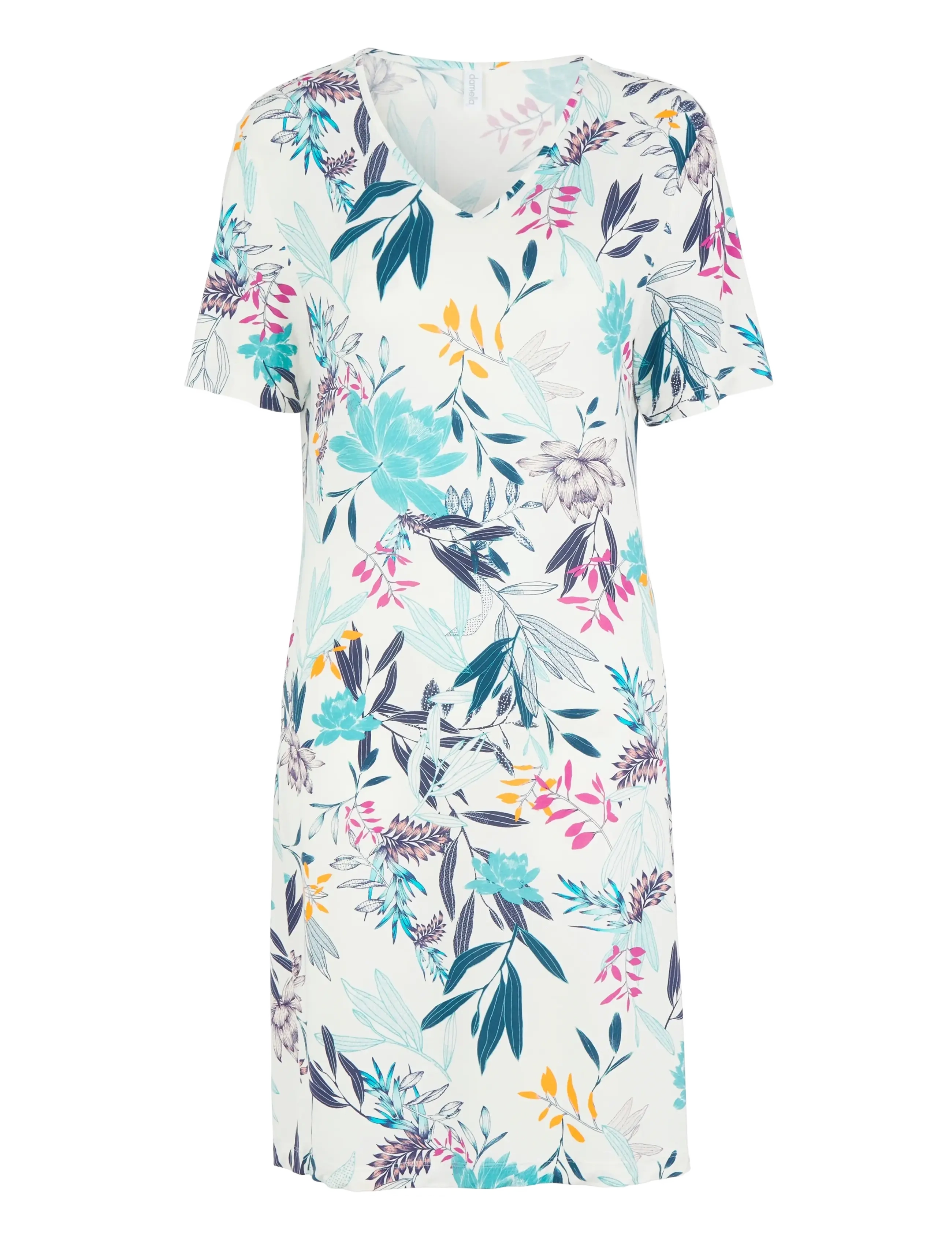 Damella of Sweden Nightdress short sl - Nachthemden - MULTICOLOUR / white