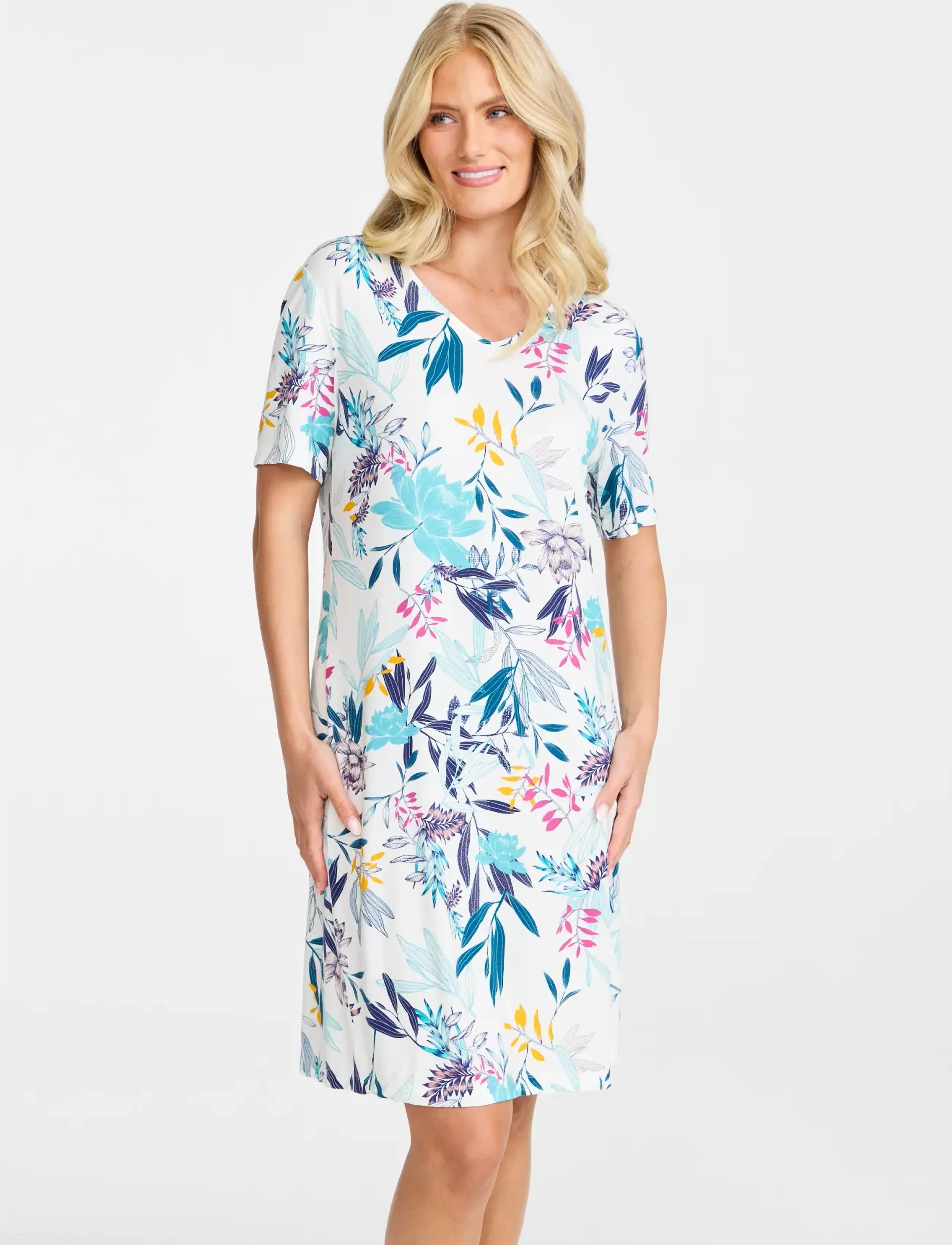 Damella of Sweden Nightdress Short Sl, M, White, Nat- Og Loungewear > Natkjoler, Dame