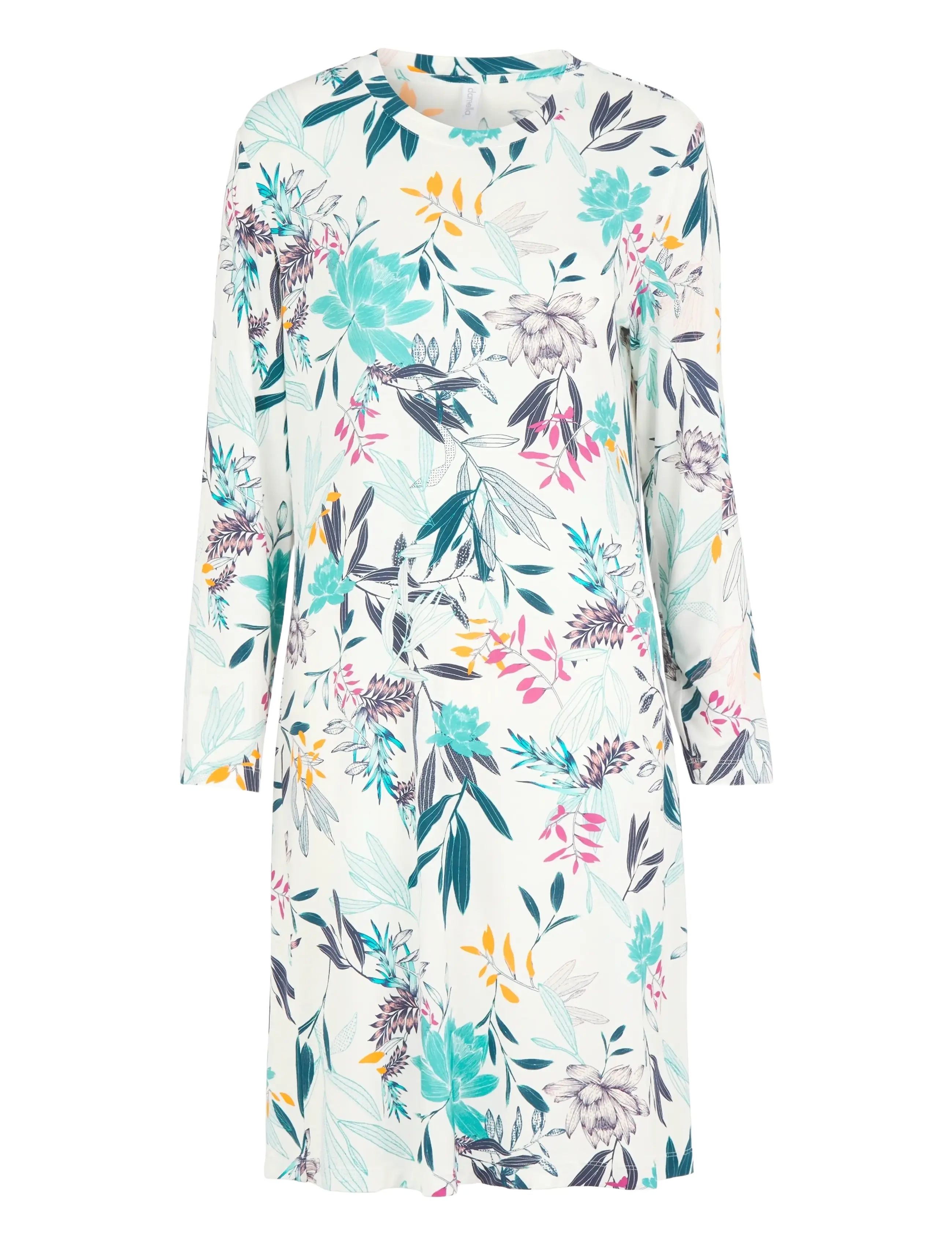 Damella of Sweden Nightdress long sl - Nachthemden - MULTICOLOUR / white
