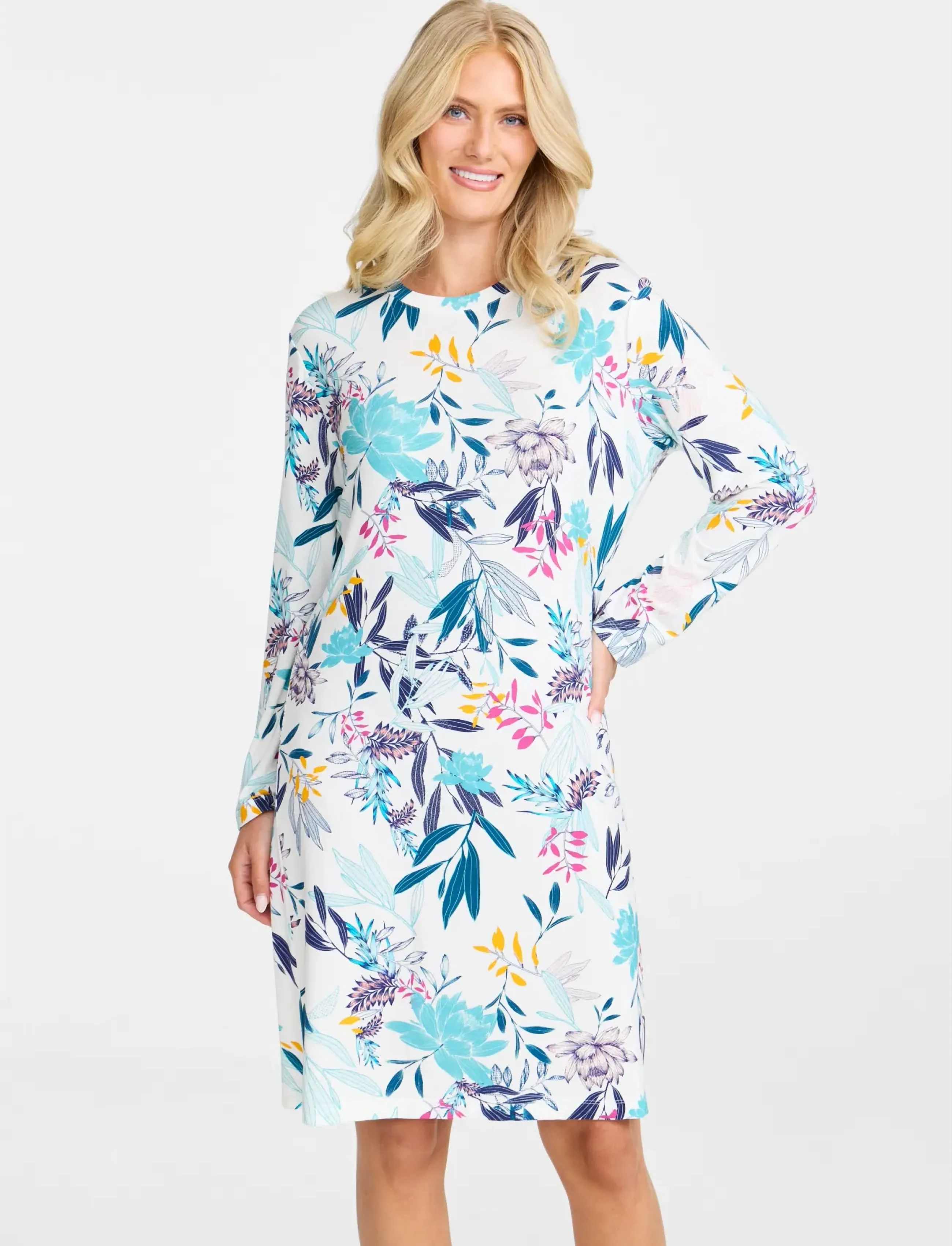 Damella of Sweden Nightdress Long Sl, S, White, Nat- Og Loungewear > Natkjoler, Dame