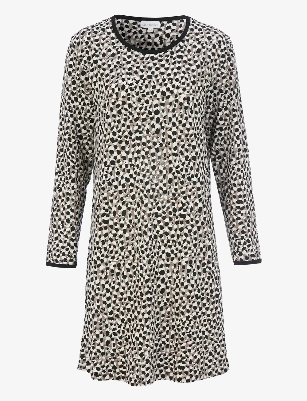 Damella of Sweden - Nightdress long sl - nattlinnen - nougat/black - 1