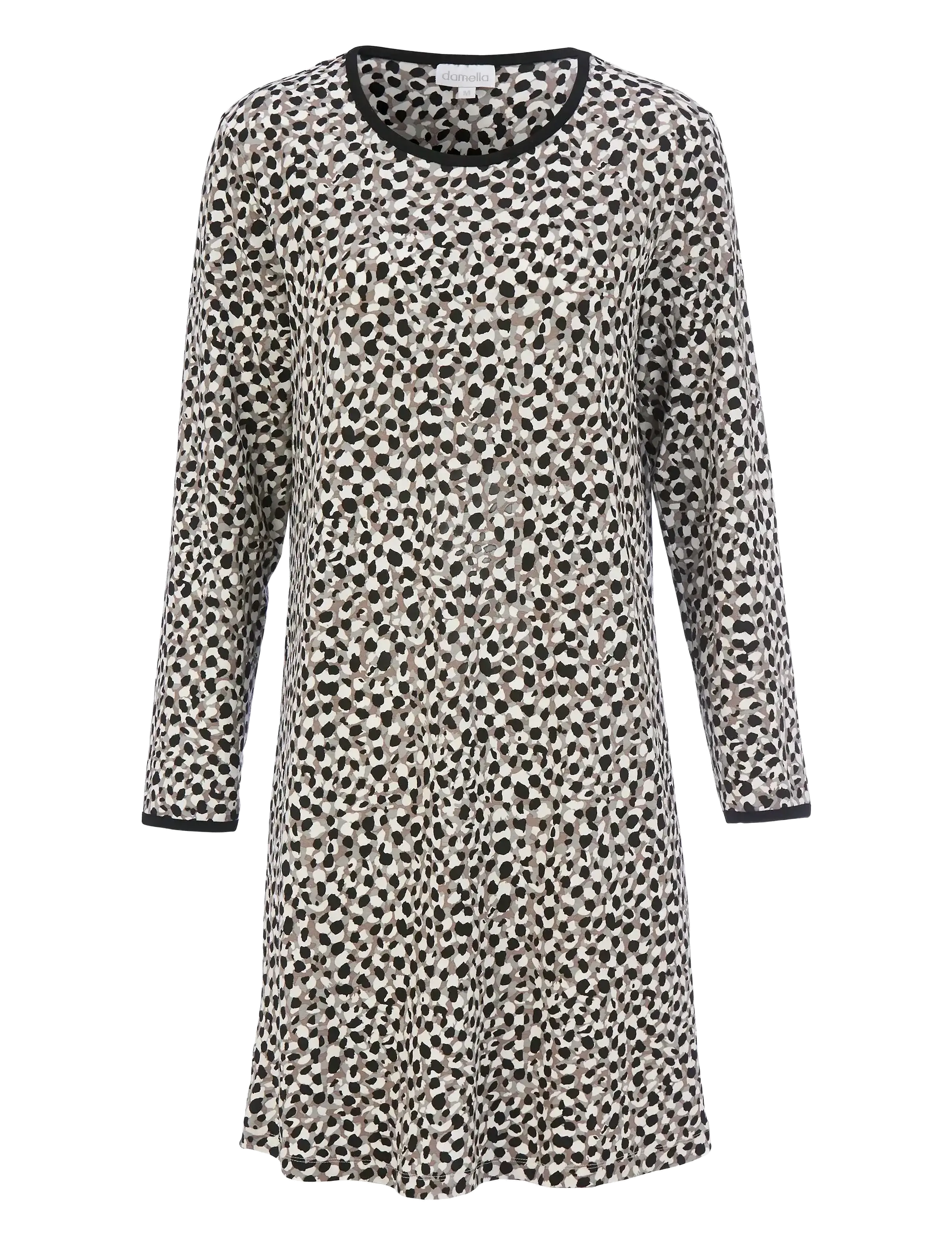 Damella of Sweden Nightdress long sl - Nachthemden - NOUGAT/BLACK / black