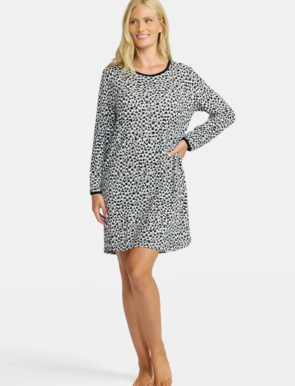 Damella of Sweden - Nightdress long sl - nattlinnen - nougat/black - 0