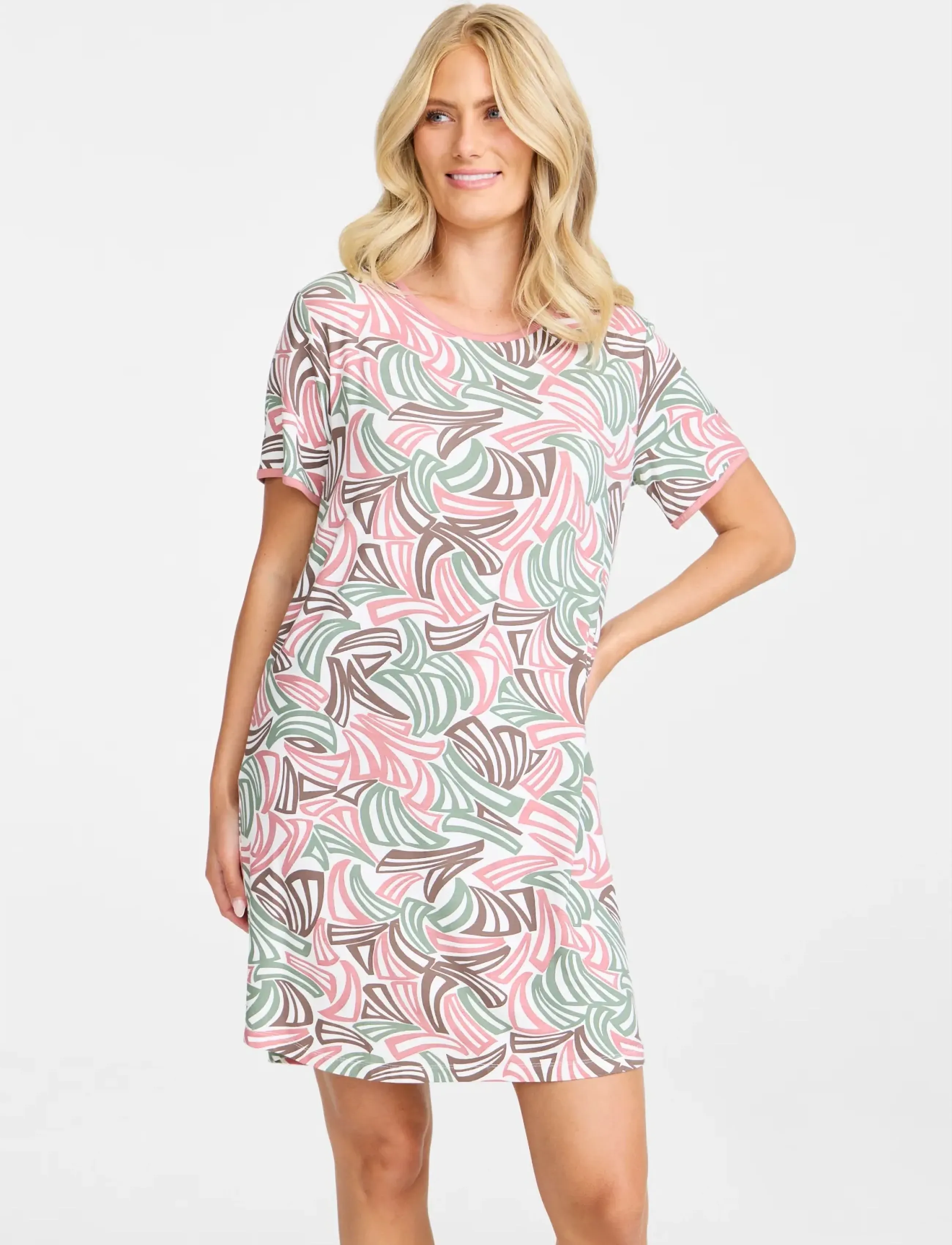 Damella of Sweden Nightdress Short Sl, Kvinder, Kortærmet Natkjole, Pink, Str: XL