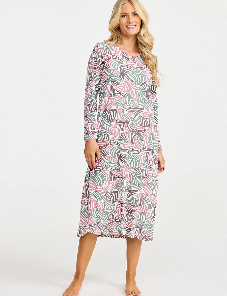 Damella of Sweden - Nightdress long sl - nattlinnen - rosewood - 0
