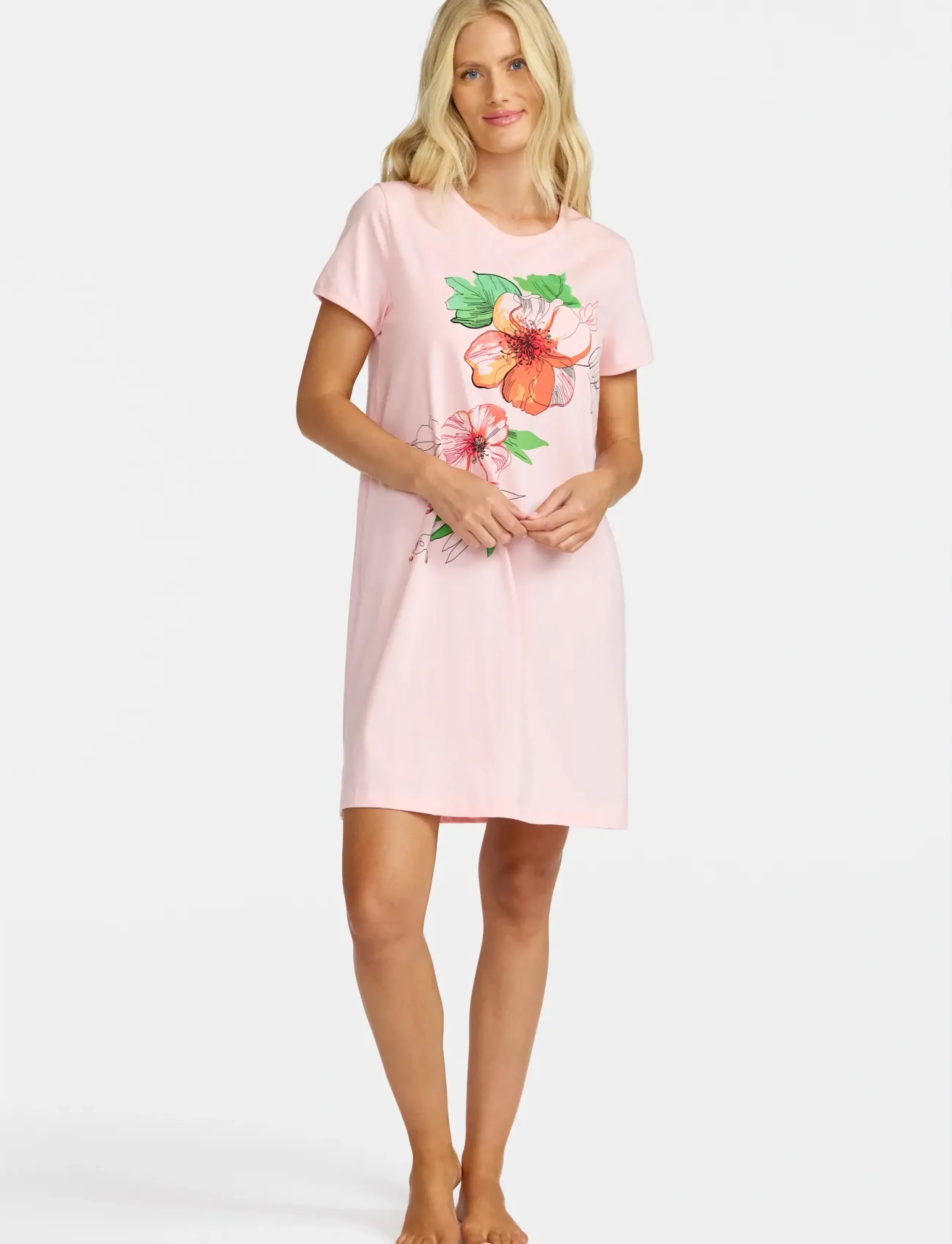 Damella of Sweden Nightdress Short Sleeve, S, Pink, Nat- Og Loungewear > Natkjoler, Dame