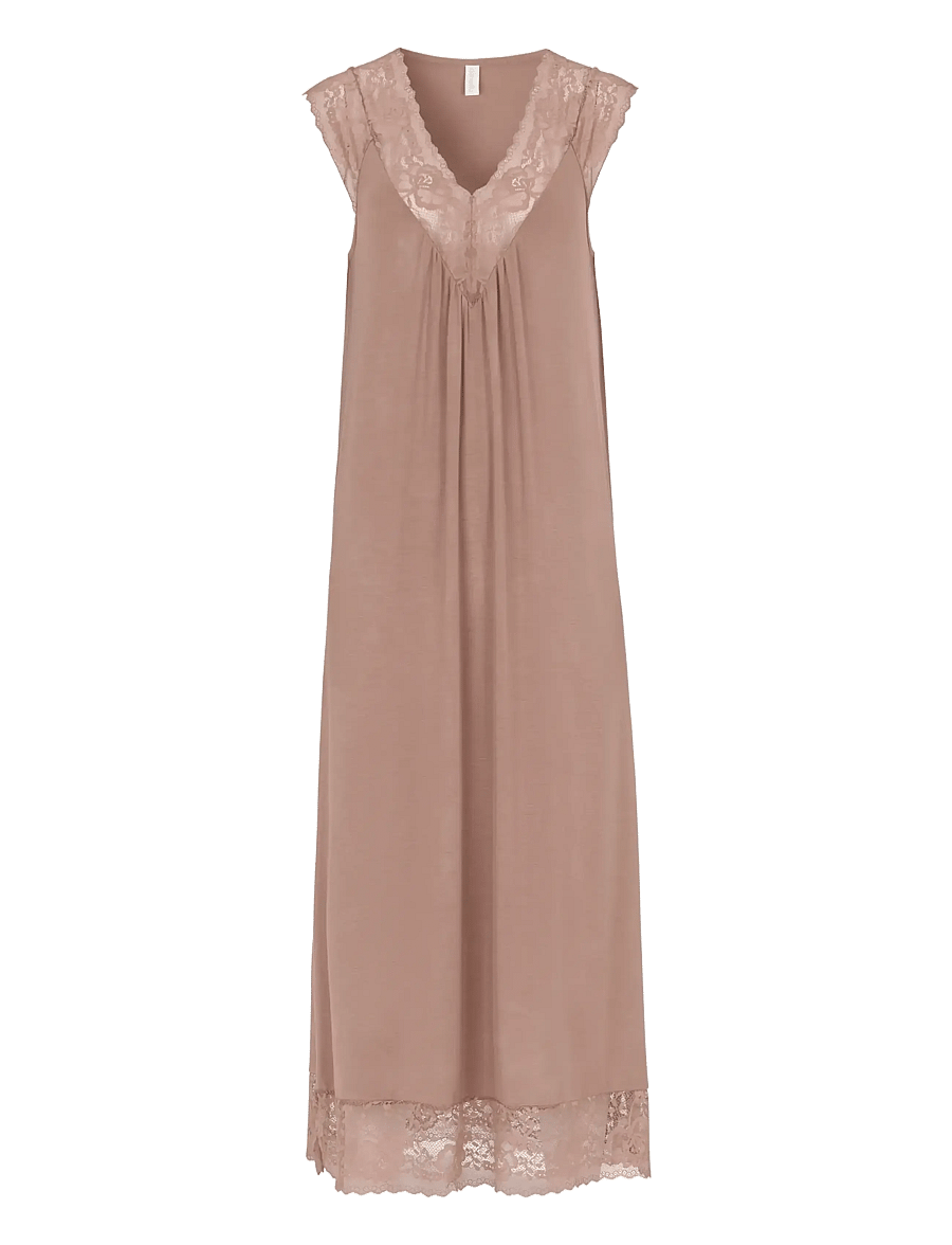 Damella of Sweden - Nightdress no sleeve - nattlinnen - capuccino - 0