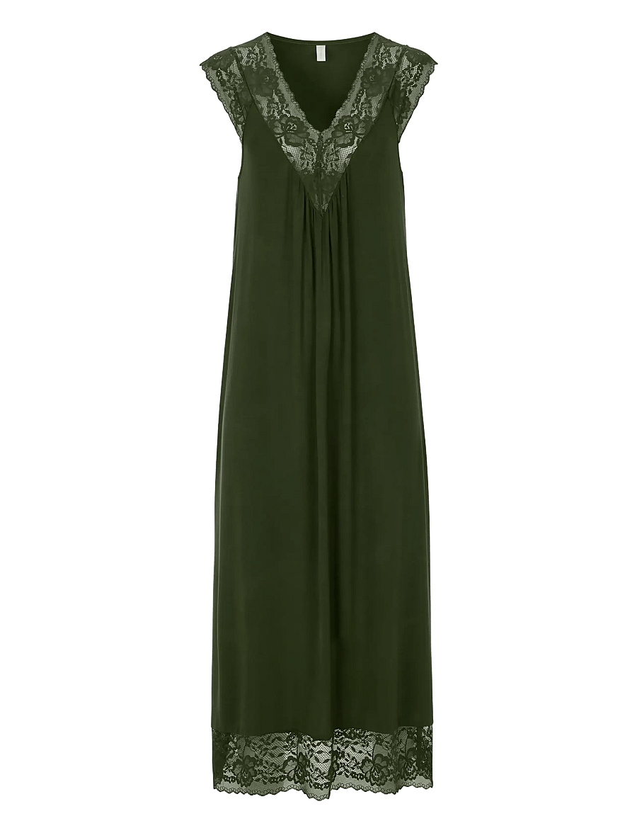 Damella of Sweden - Nightdress no sleeve - natkjoler - dark olive - 0