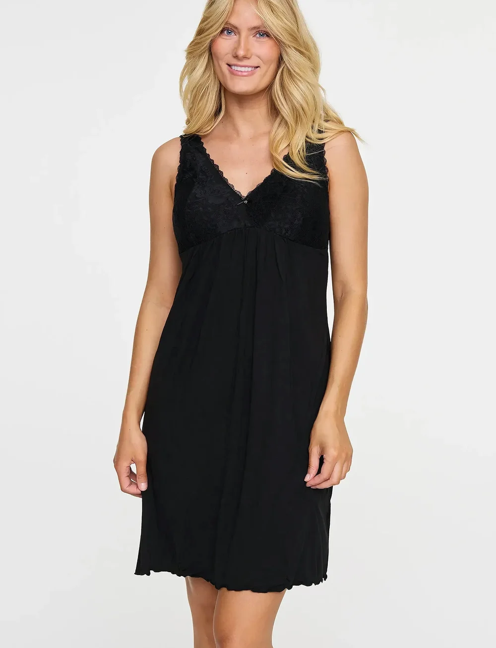 Damella of Sweden - Nightdress no sleeve Louise - nattlinnen - black - 0