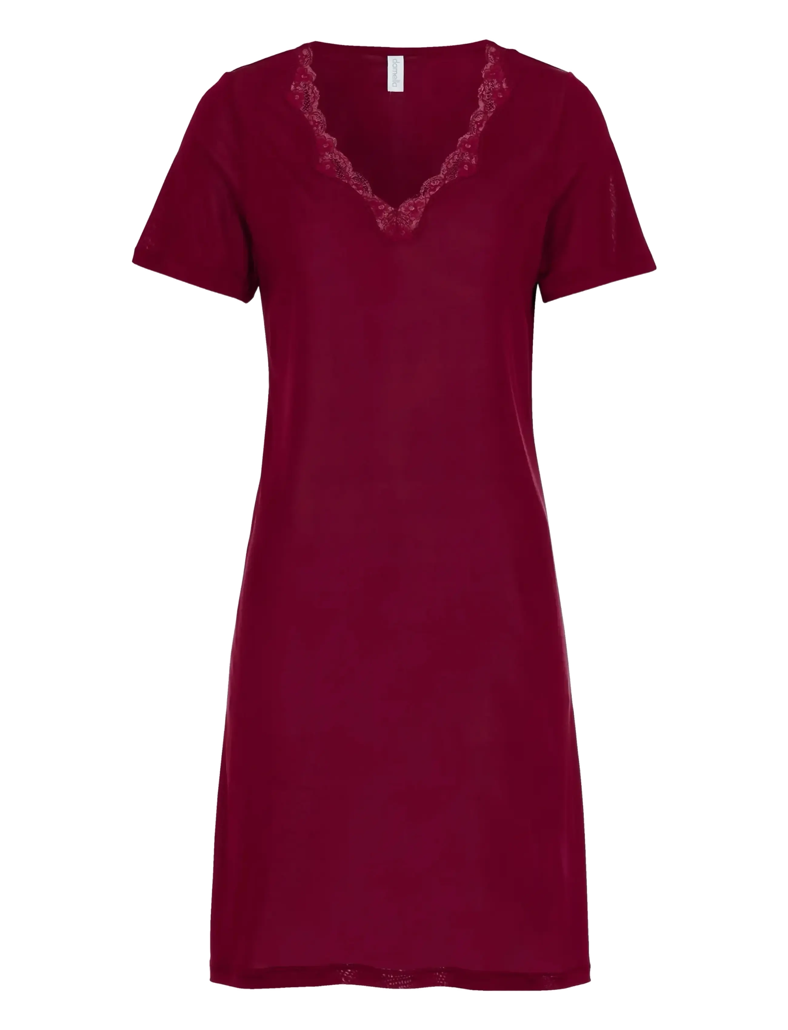 Damella of Sweden Silk Nightdress - Plus Size & Curvy - BORDEAUX / red