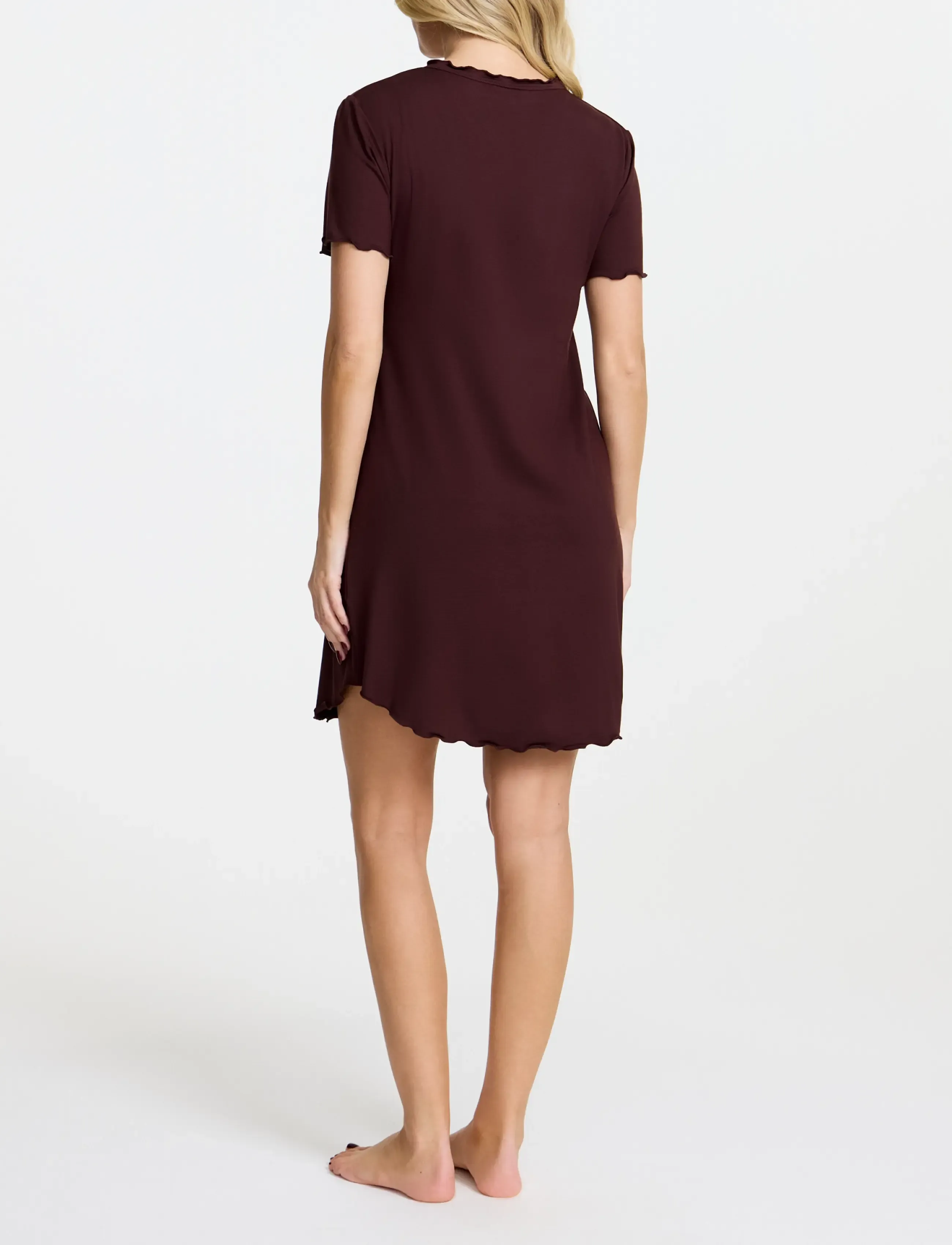 Damella of Sweden - Nightdress short sleeve Josefine - natkjoler - chocolate - 3