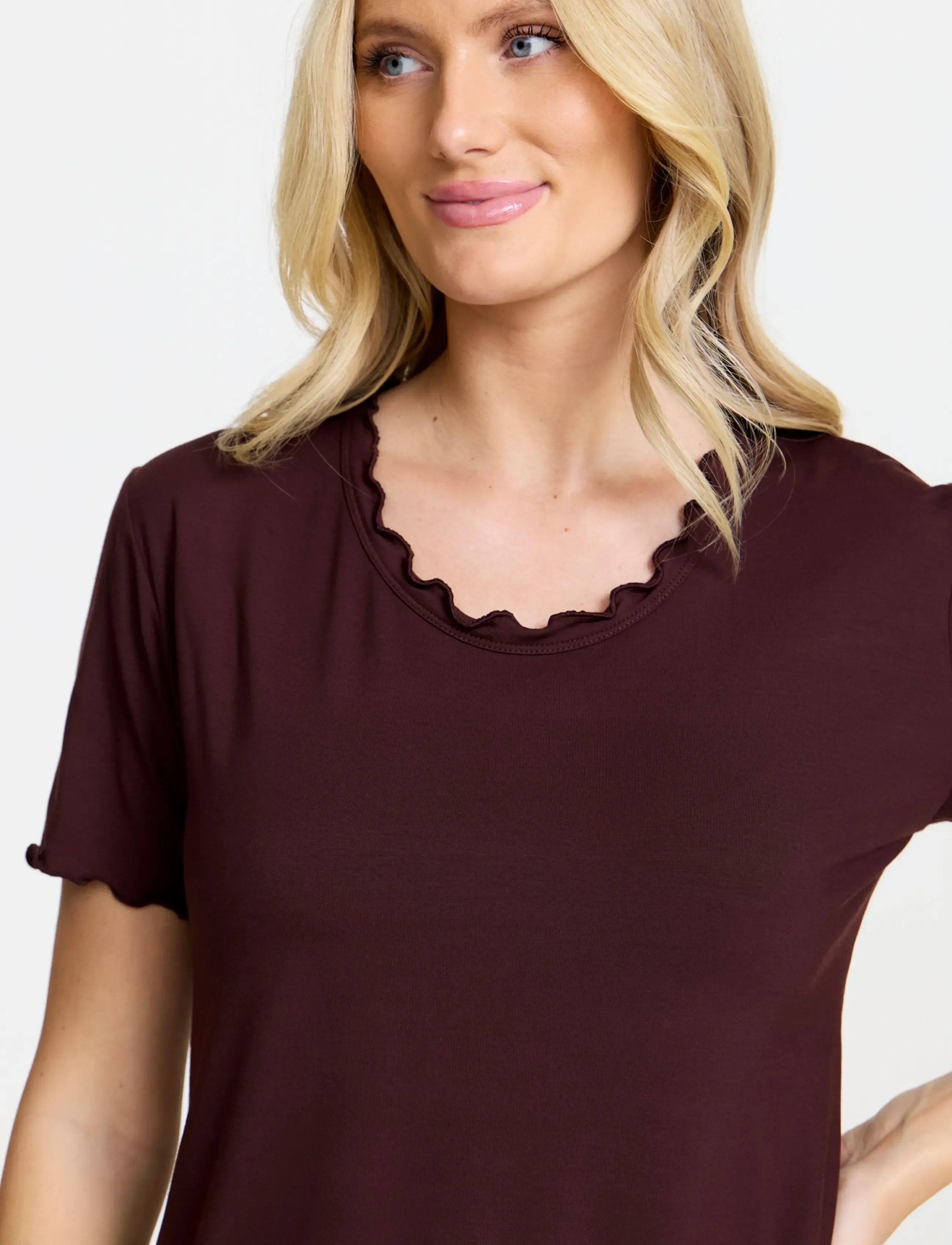 Damella of Sweden - Nightdress short sleeve Josefine - natkjoler - chocolate - 4
