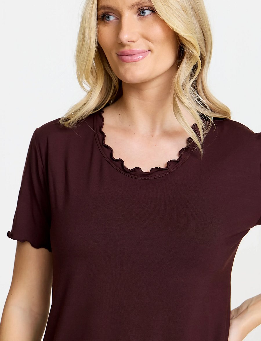 Damella of Sweden - Nightdress short sleeve Josefine - natkjoler - chocolate - 4