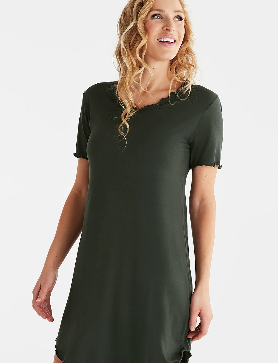 Damella of Sweden - Nightdress short sleeve Josefine - natkjoler - dark olive - 2