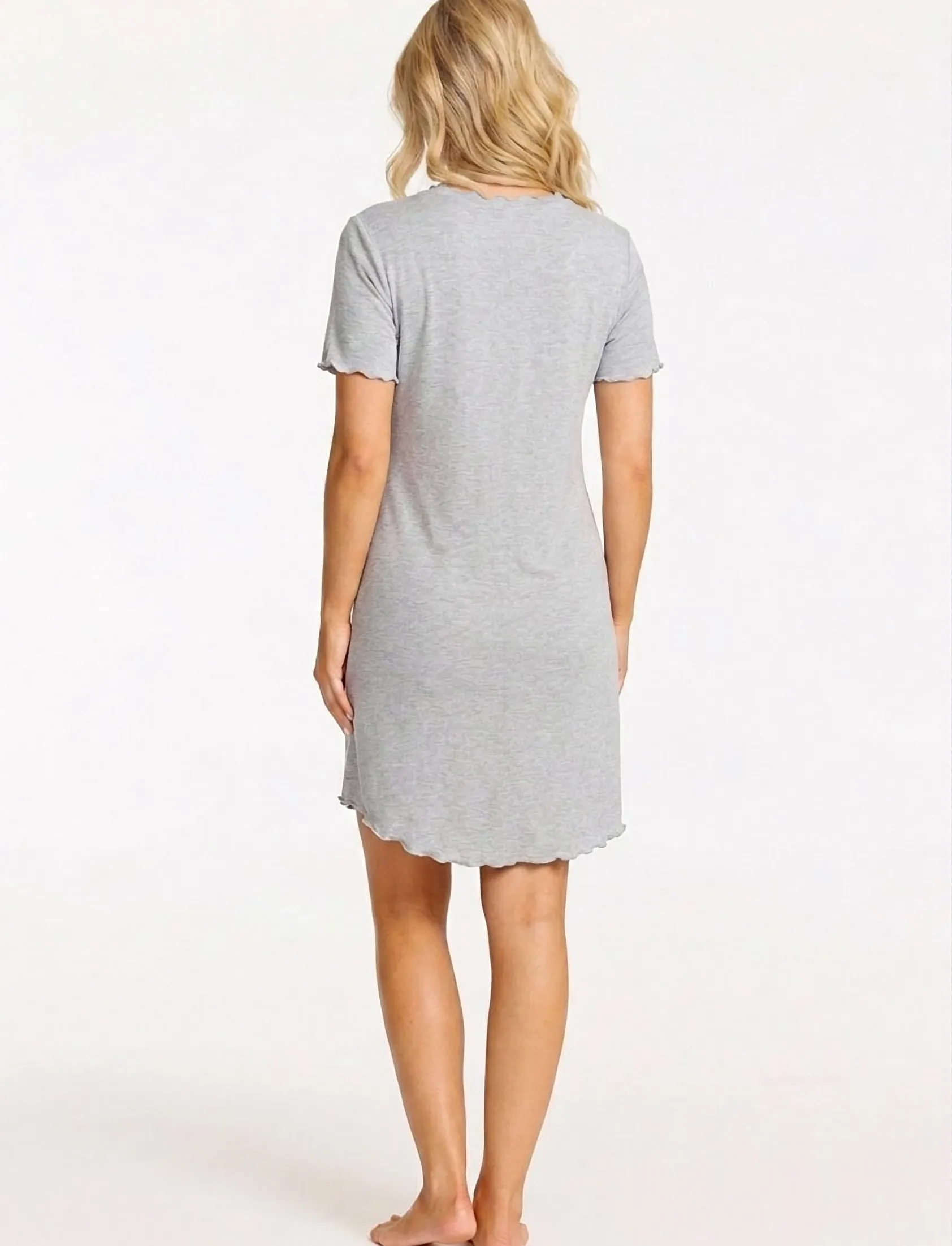 Damella of Sweden - Nightdress short sleeve Josefine - nattlinnen - grey melange - 3