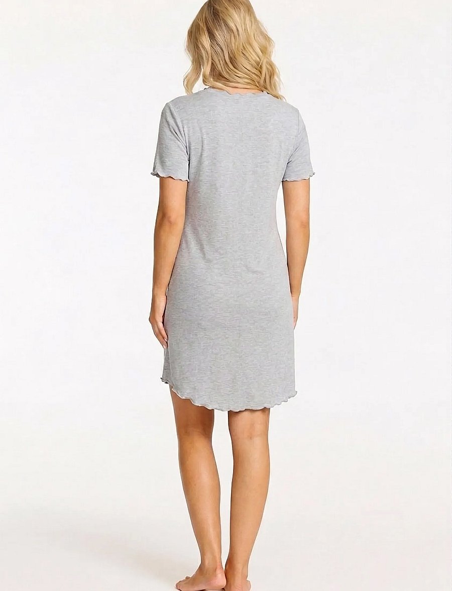 Damella of Sweden - Nightdress short sleeve Josefine - nattlinnen - grey melange - 3