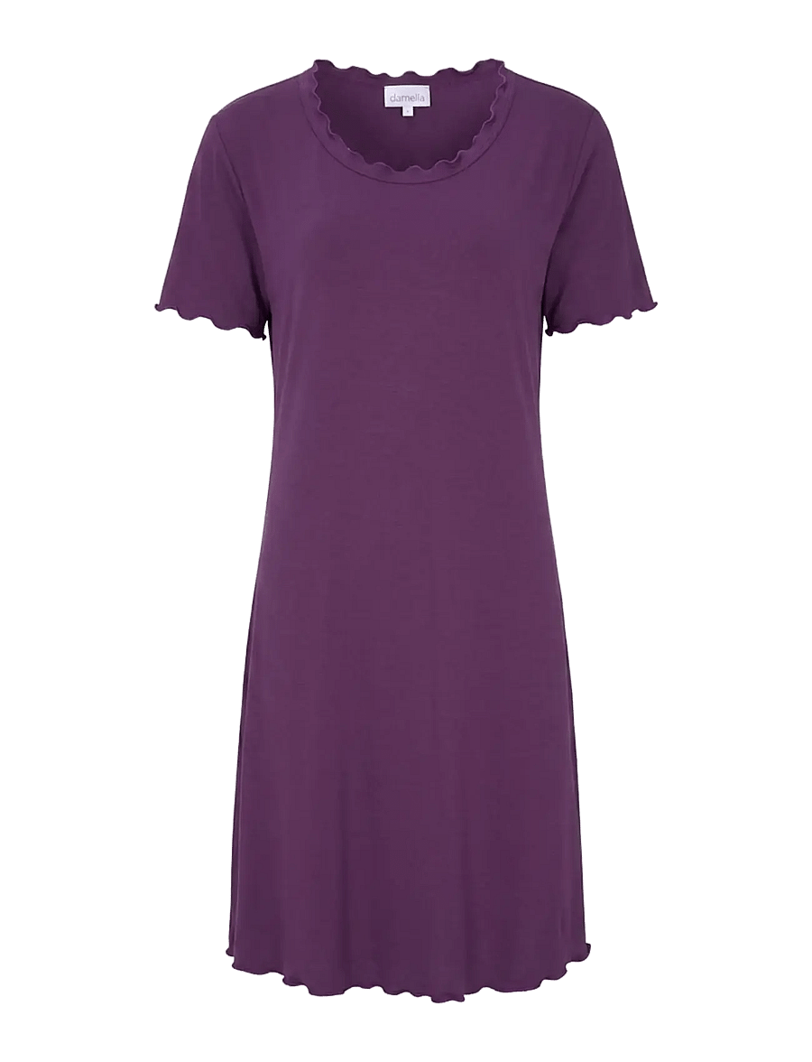 Damella of Sweden - Nightdress short sleeve Josefine - natkjoler - plum - 1