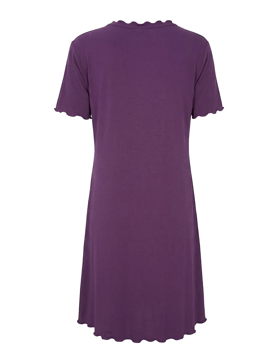 Damella of Sweden - Nightdress short sleeve Josefine - natkjoler - plum - 2