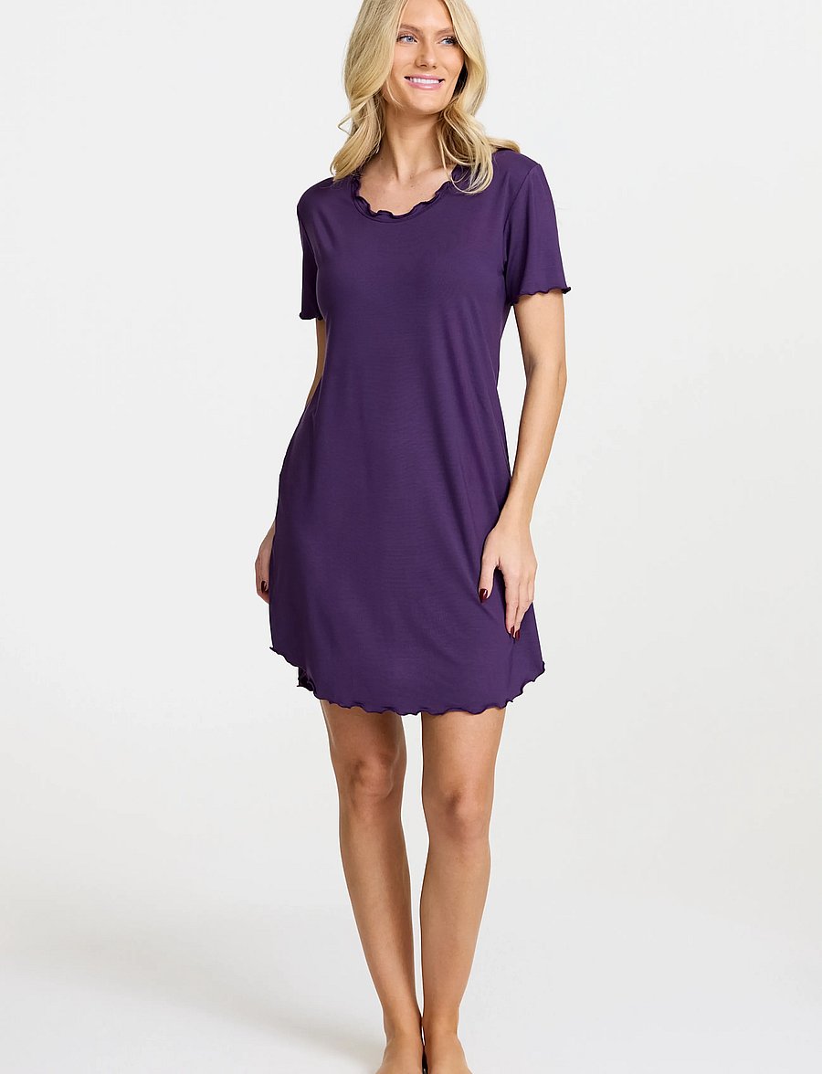 Damella of Sweden - Nightdress short sleeve Josefine - natkjoler - plum - 0