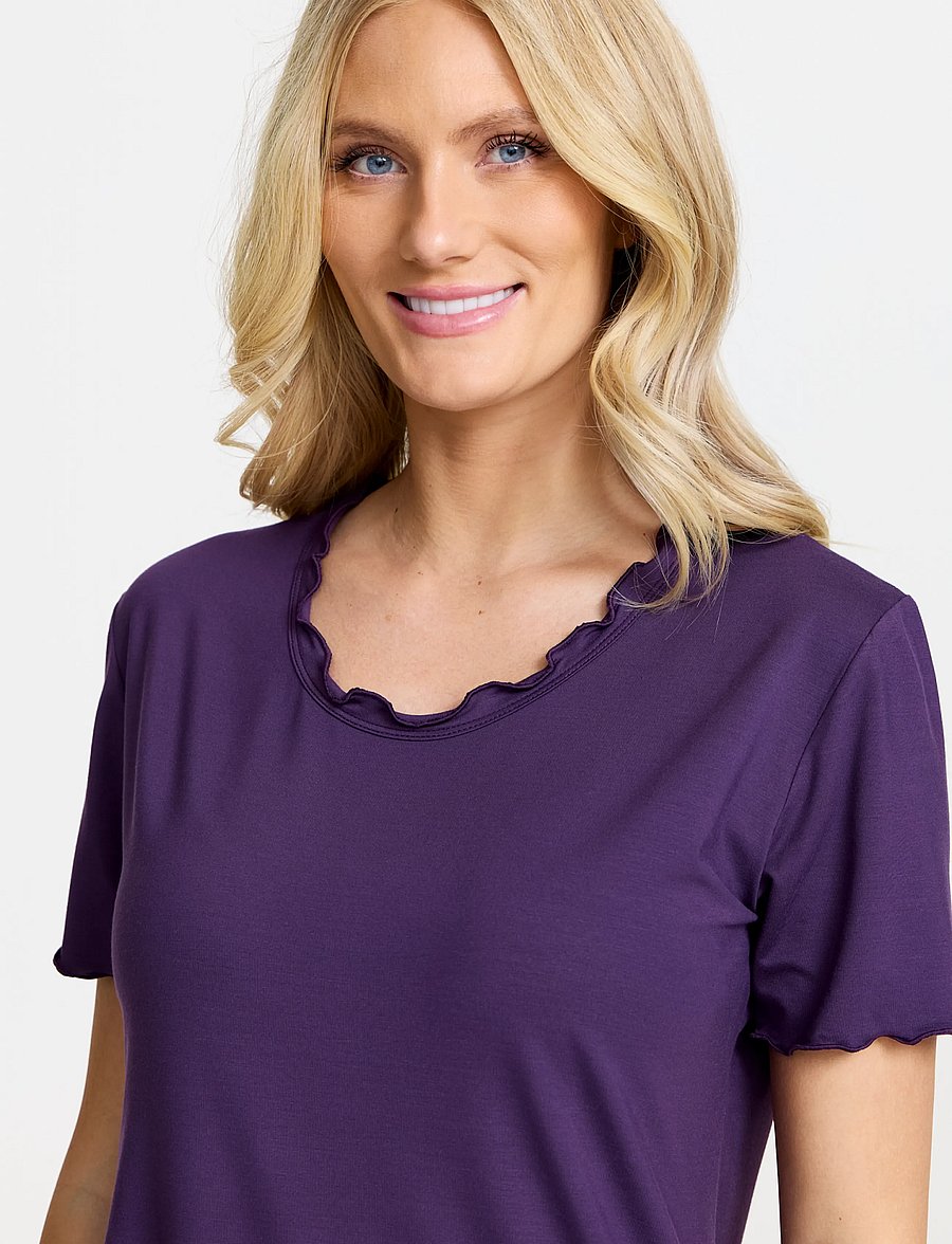 Damella of Sweden - Nightdress short sleeve Josefine - natkjoler - plum - 4