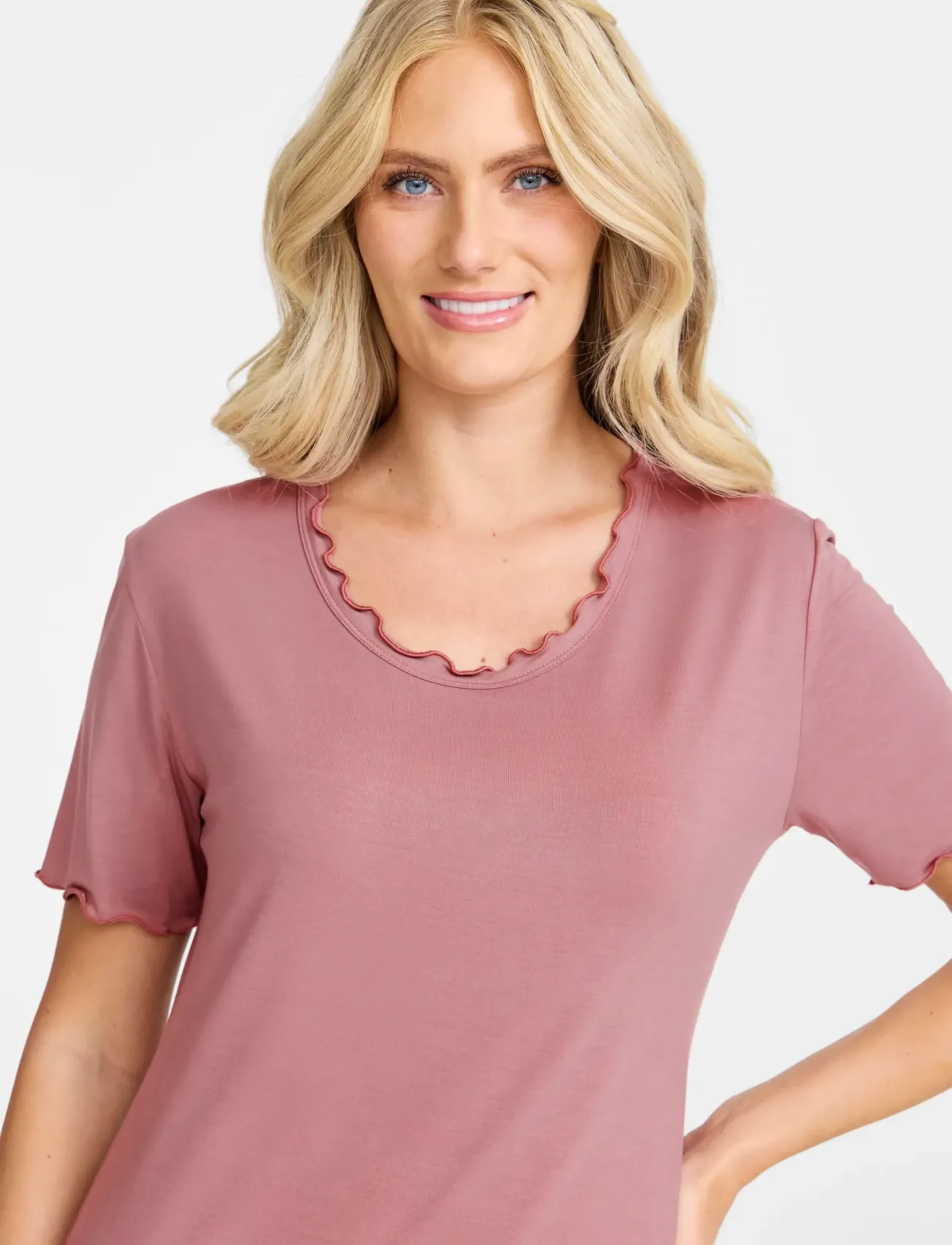 Damella of Sweden - Nightdress short sleeve Josefine - laveste priser - rosewood - 4