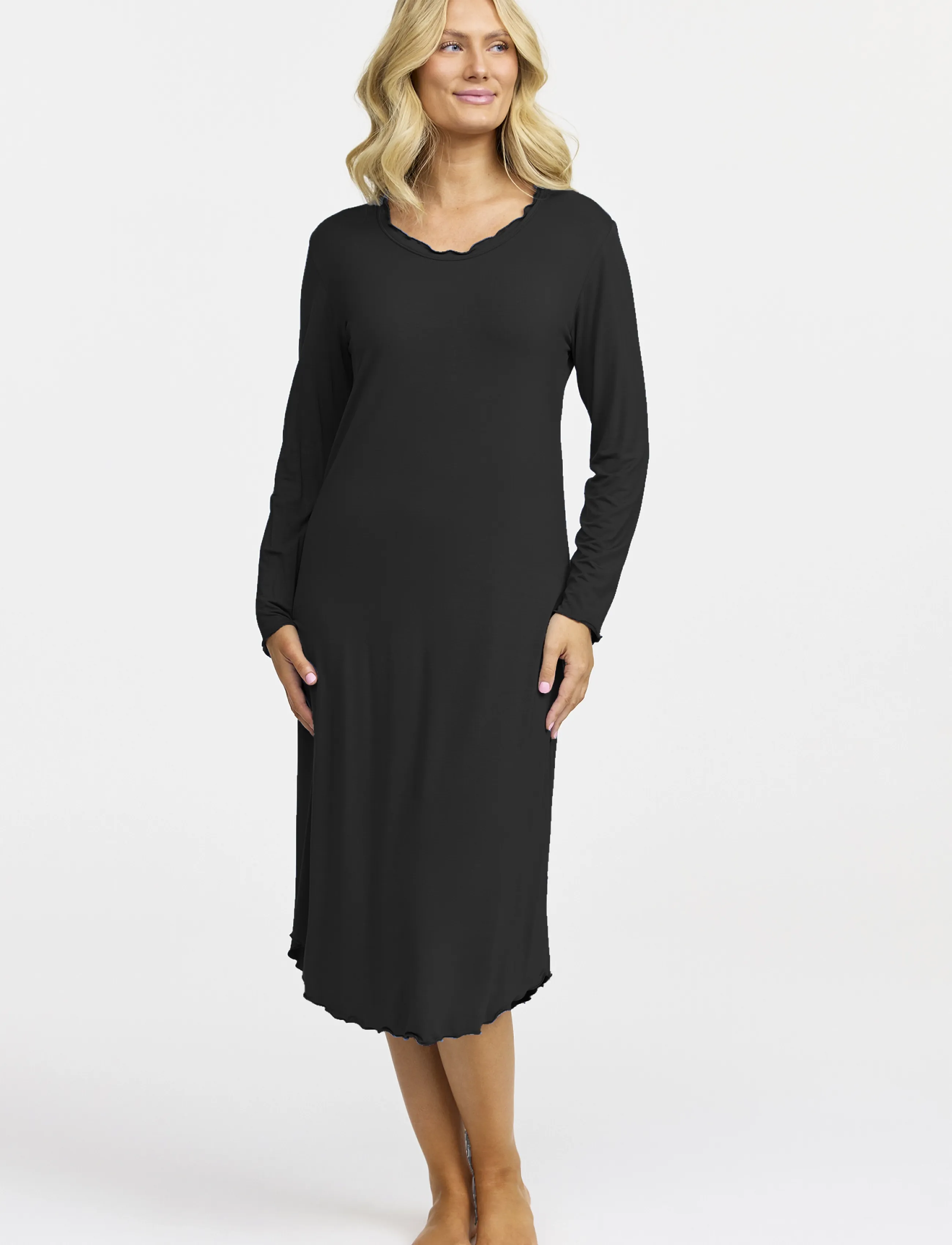 Damella of Sweden - Nightdress long sleeve Amelia - black - 0