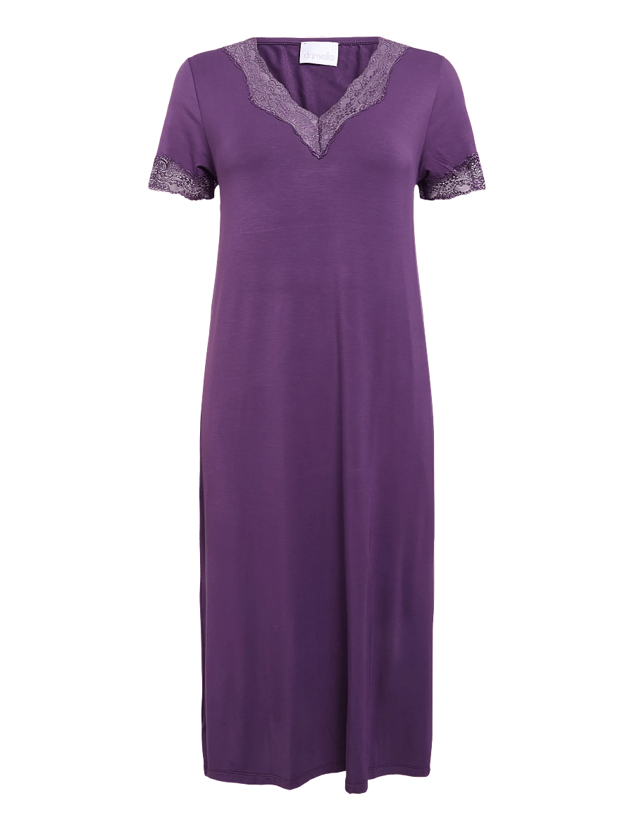 Damella of Sweden - Nightdress short sleeve - nachthemden - plum - 1
