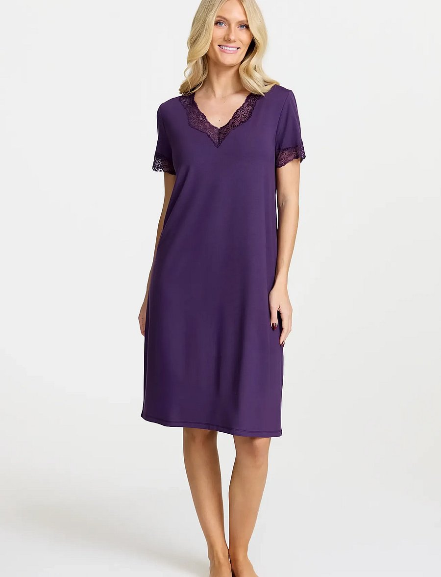 Damella of Sweden - Nightdress short sleeve - nachthemden - plum - 0