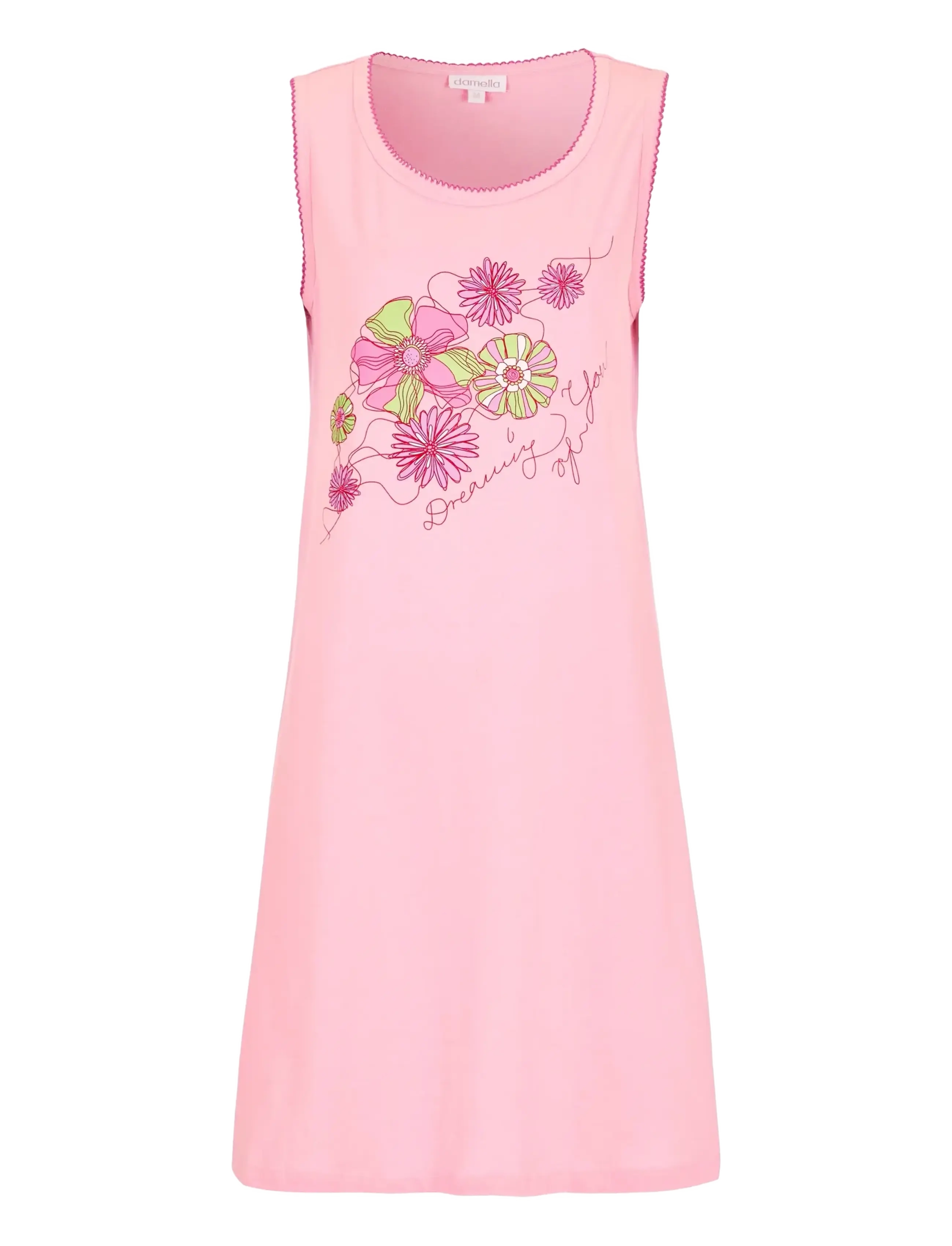 Damella of Sweden Sleevelesss Nightdress - Underkläder - PINK / pink/rose