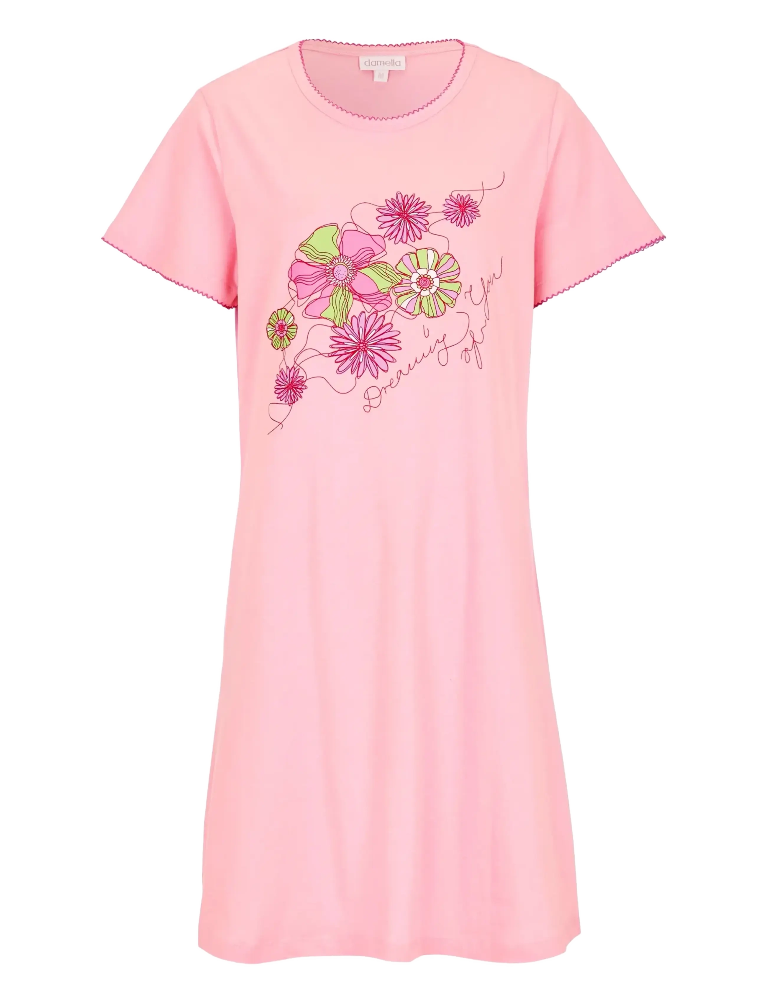 Damella of Sweden Nightdress with short sleeves - Plus Size & Curvy - PINK / pink/rose