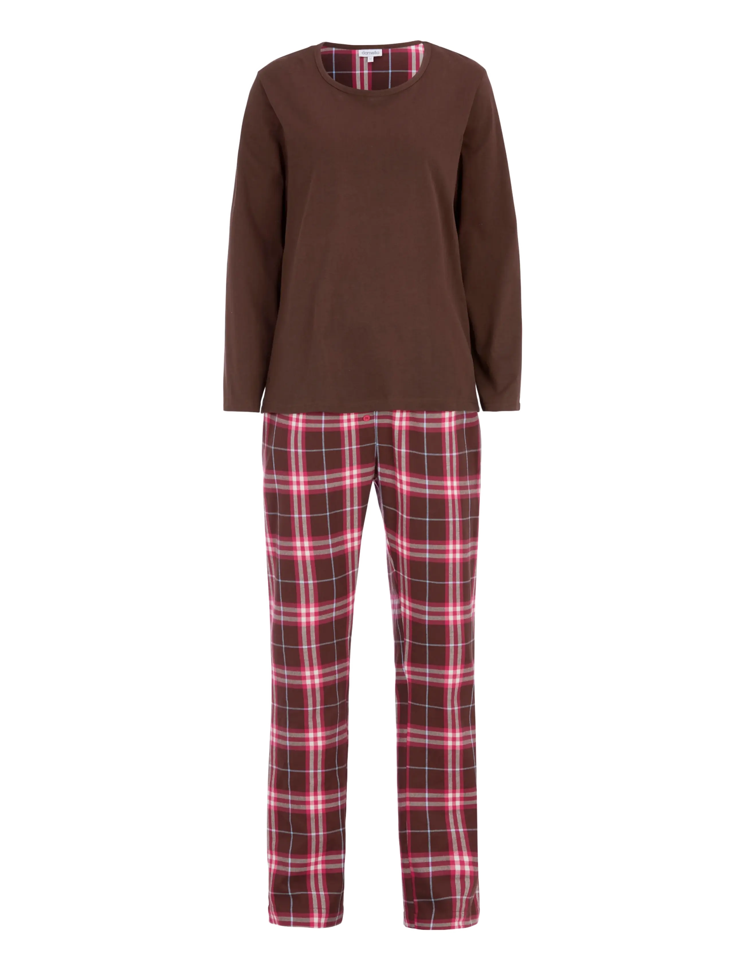Damella of Sweden Flannel pyjamas Bonnie - Pyjamas - BROWN/PINK / brown