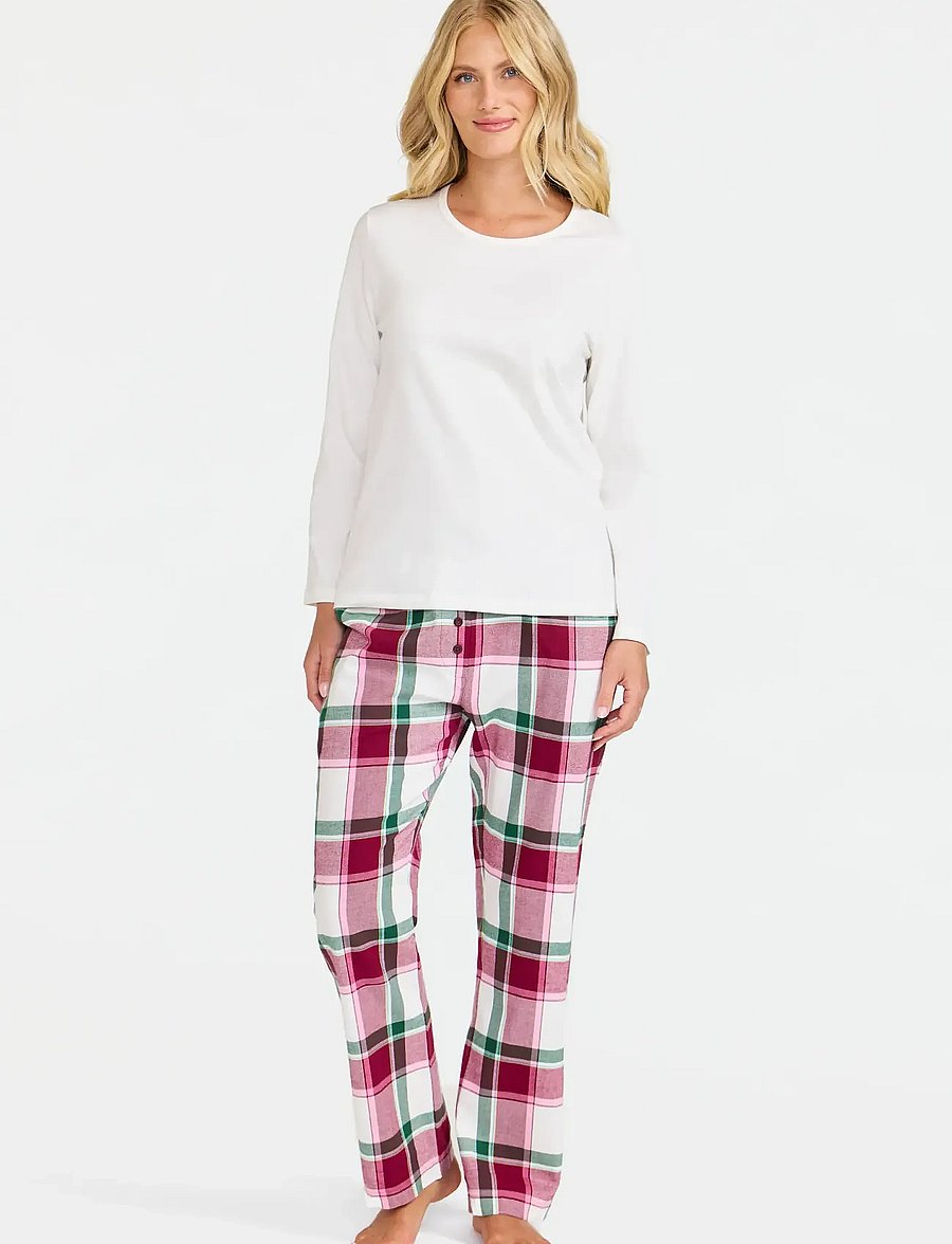 Damella of Sweden - Flannel pyjamas Bonnie - pyjamas - wine/ivory - 0
