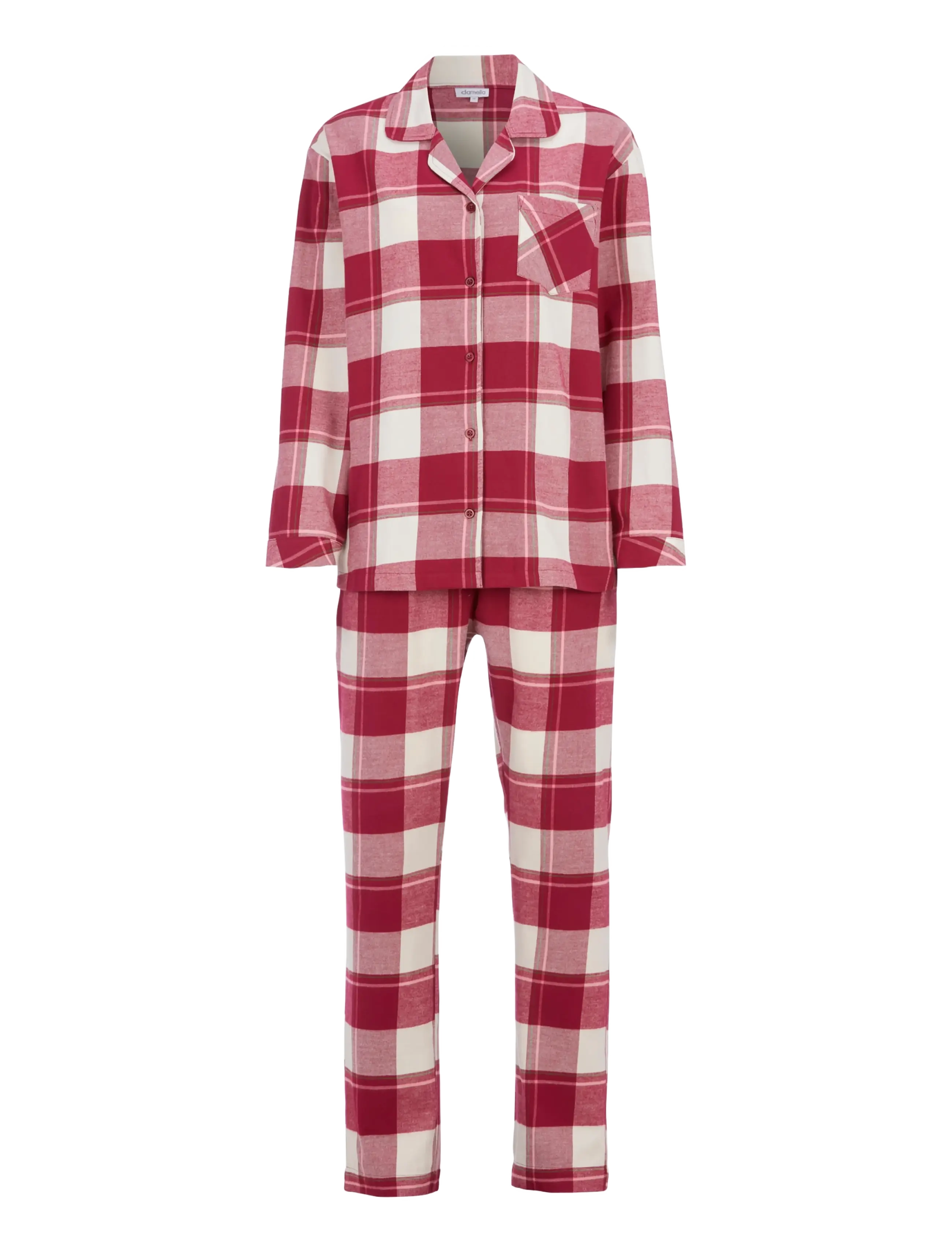 Damella of Sweden Flannel pyjamas Molly - Pyjamas - IVORY/WINE / burgundy