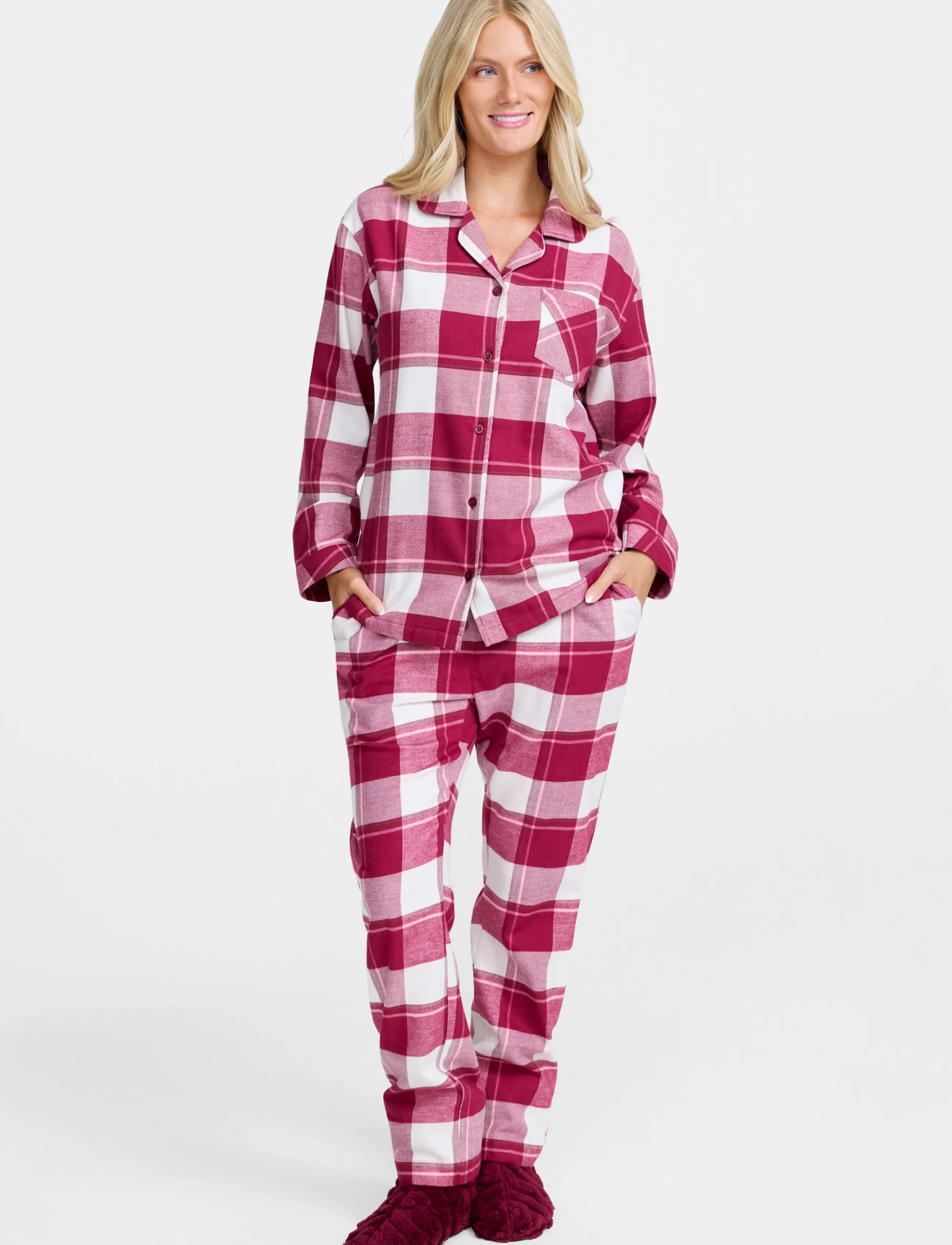 Damella of Sweden - Flannel pyjamas Molly - pyjamas - ivory/wine - 0