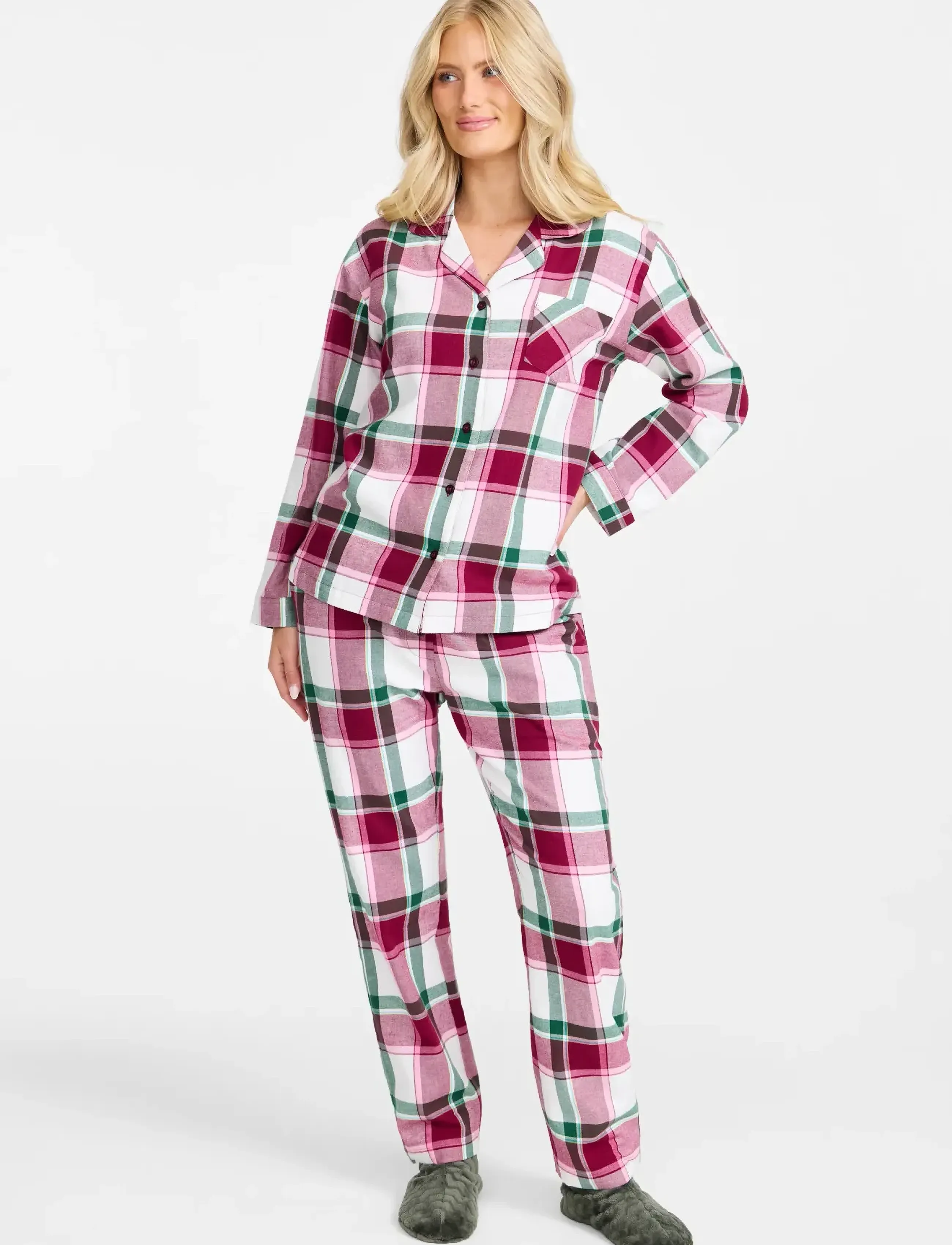 Damella of Sweden Flannel Pyjamas Molly, Kvinder, Ternede Pyjamas, Rød, Str: XXL