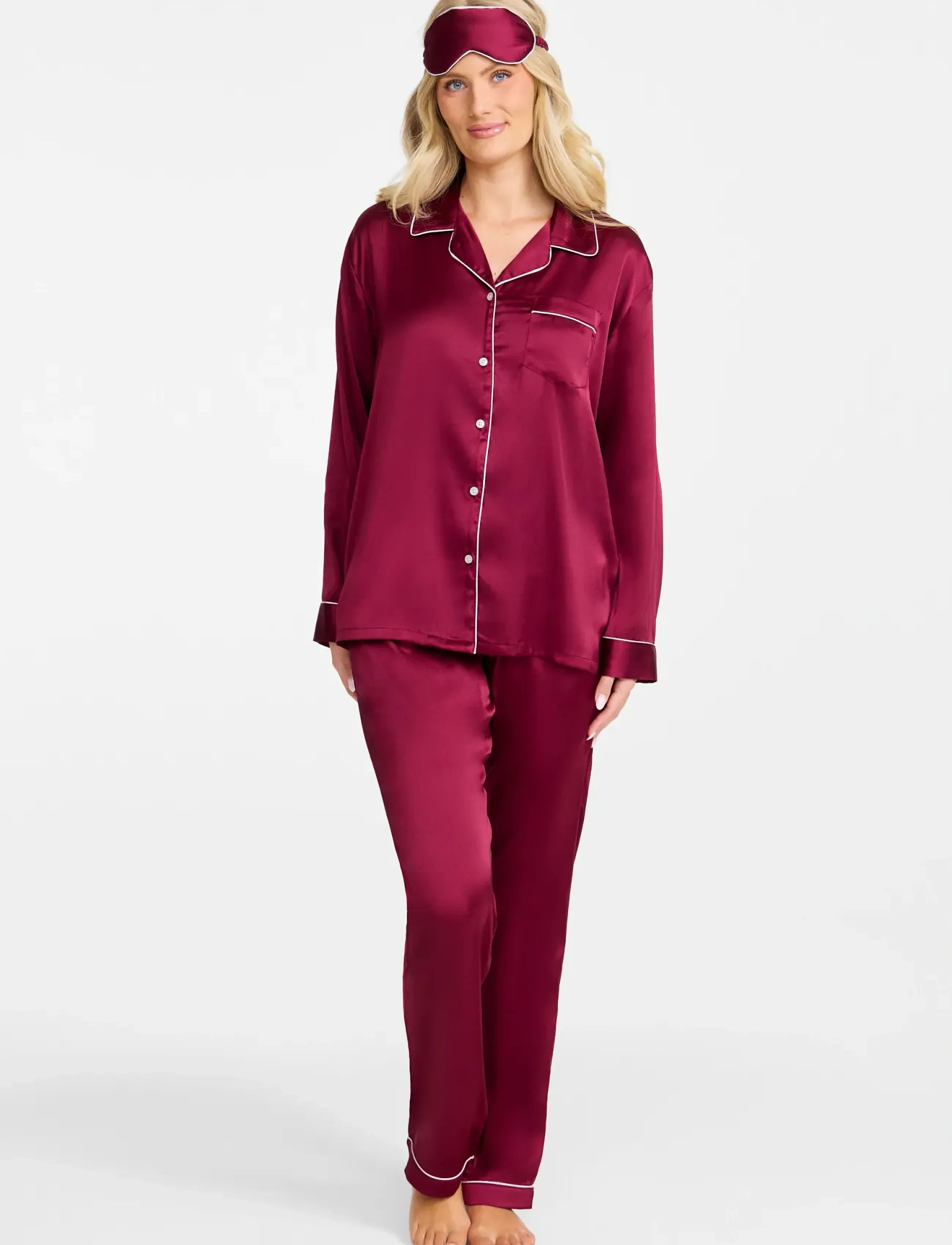 Damella of Sweden Pyjamas, Kvinder, Satin Pyjamas, Bordeaux, Str: M