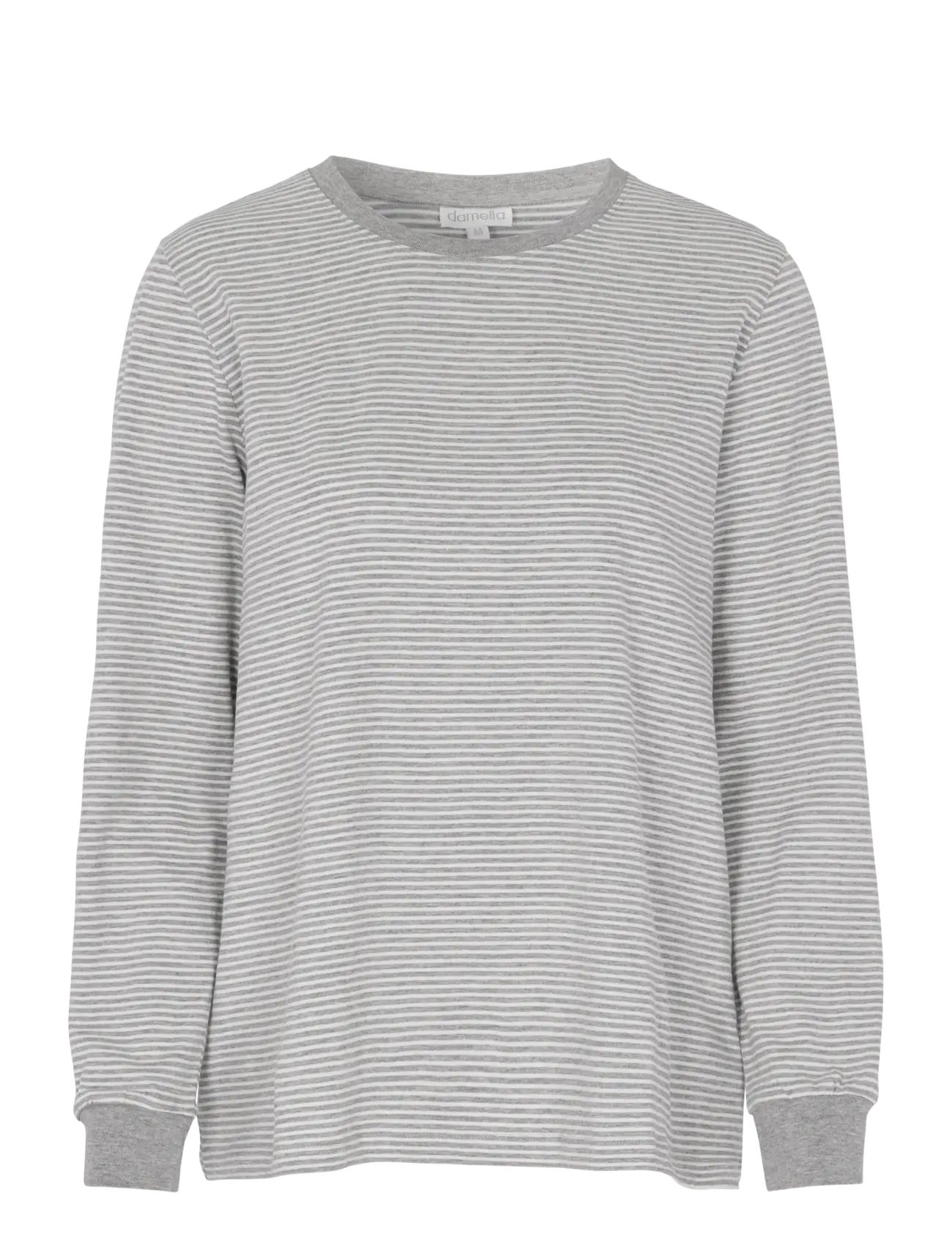 Damella of Sweden Pyjama top - Long-sleeved tops - WHITE/GREY / grey