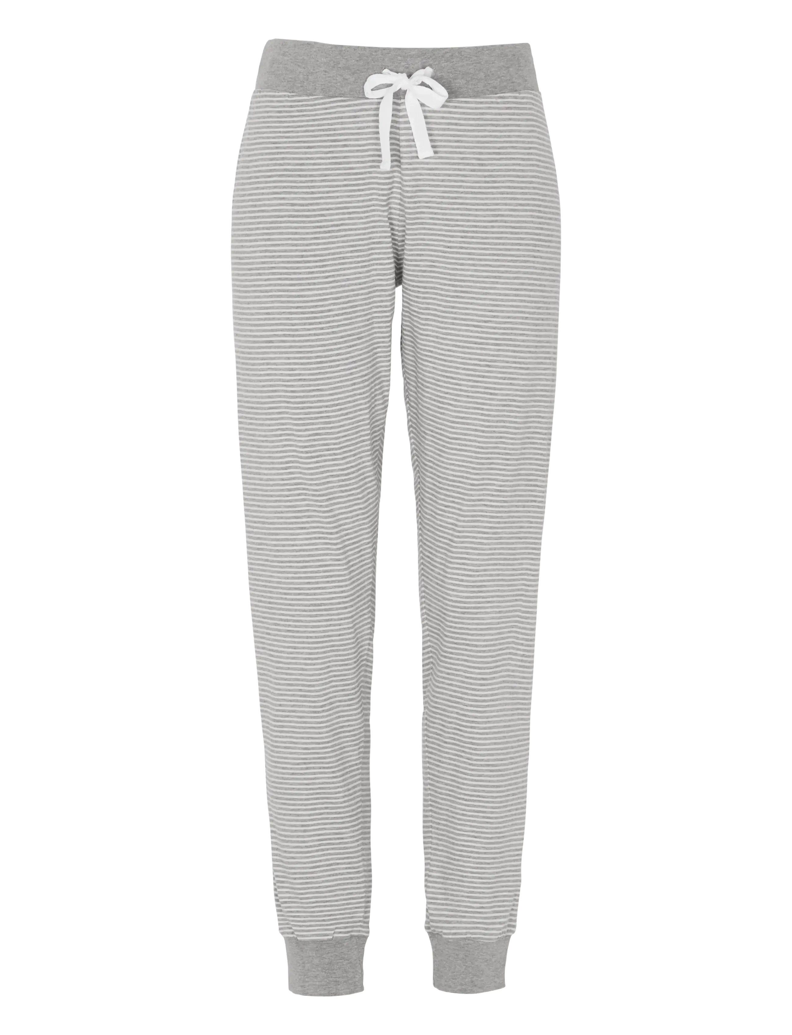 Damella of Sweden Pyjama trousers - Kläder - WHITE/GREY / grey