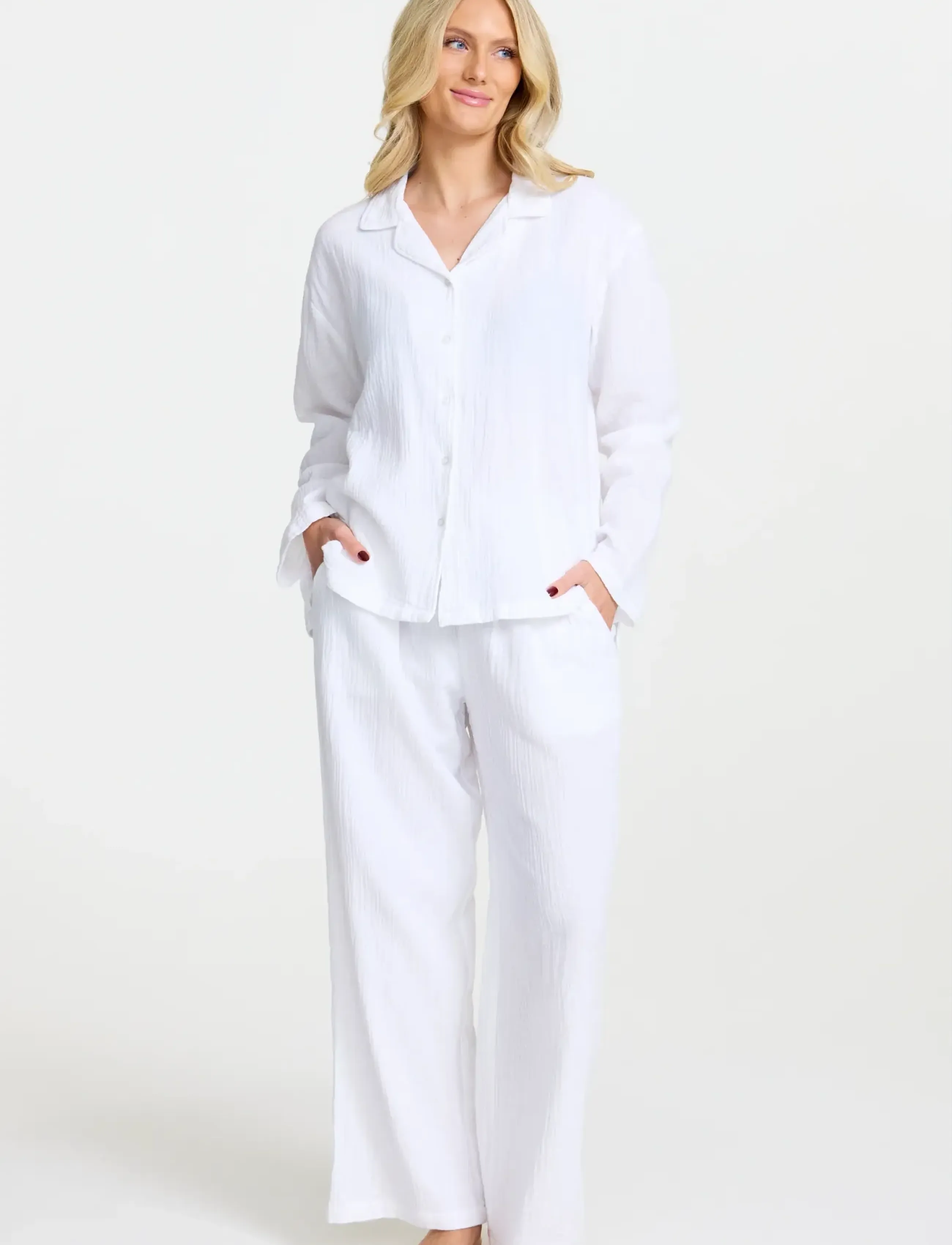 Damella of Sweden Pyjamas, S, White, Nat- Og Opholdstøj > Pyjamas (set), Dame
