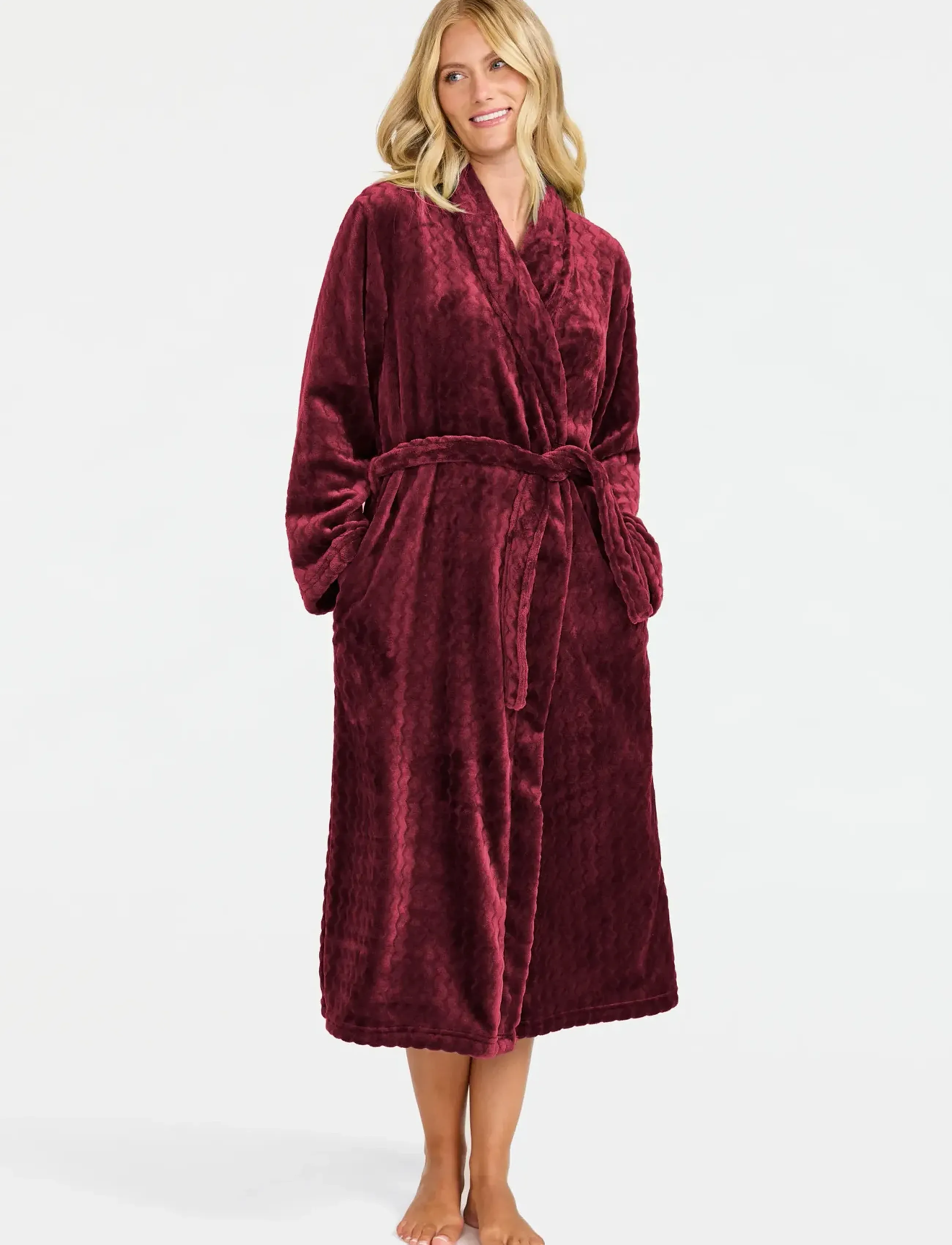 Damella of Sweden Robe, L, Night & Loungewear, Burgunderrot - Robes, Frauen